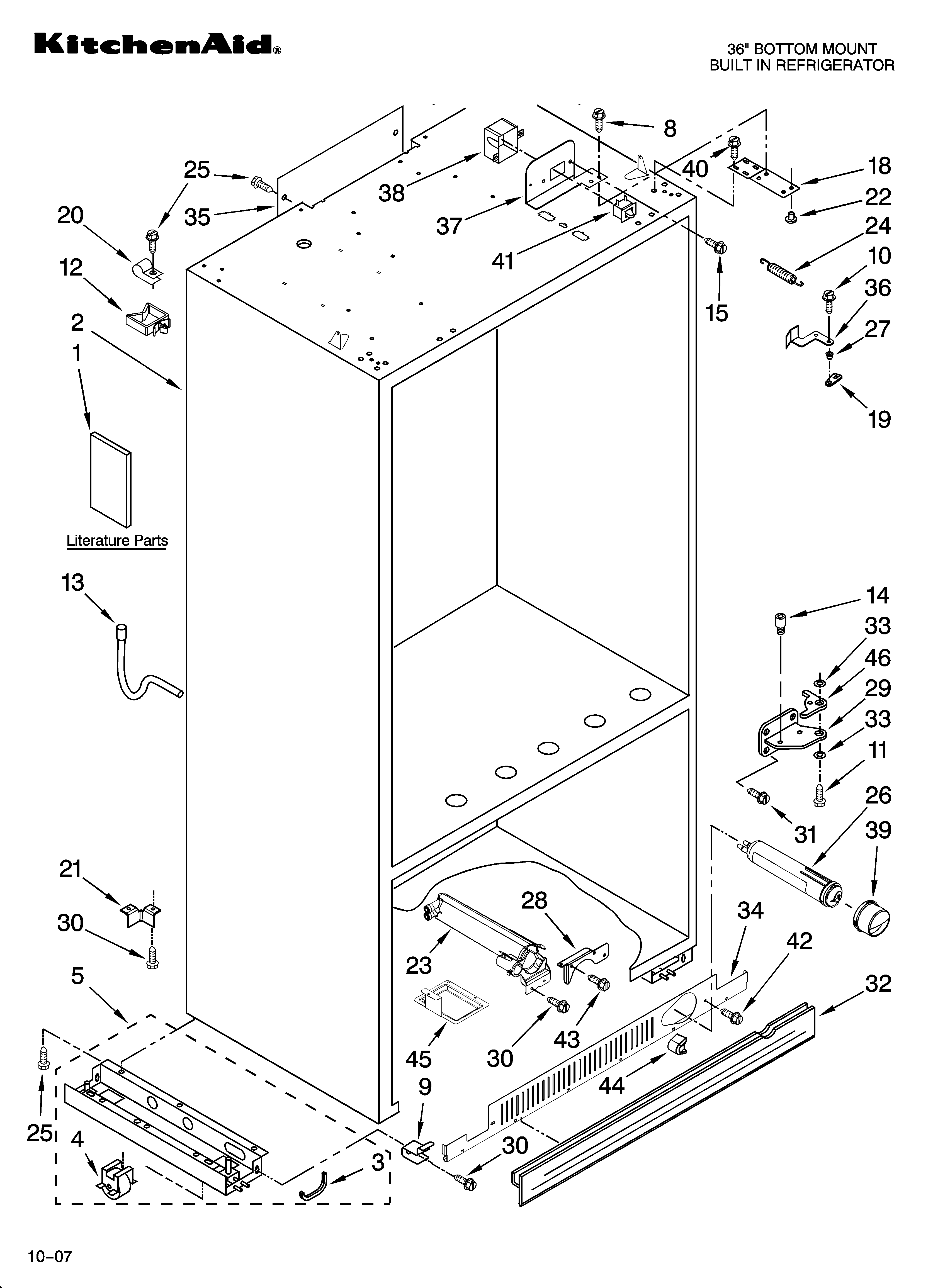 KitchenAid KBLO36FTX02 cabinet parts diagram