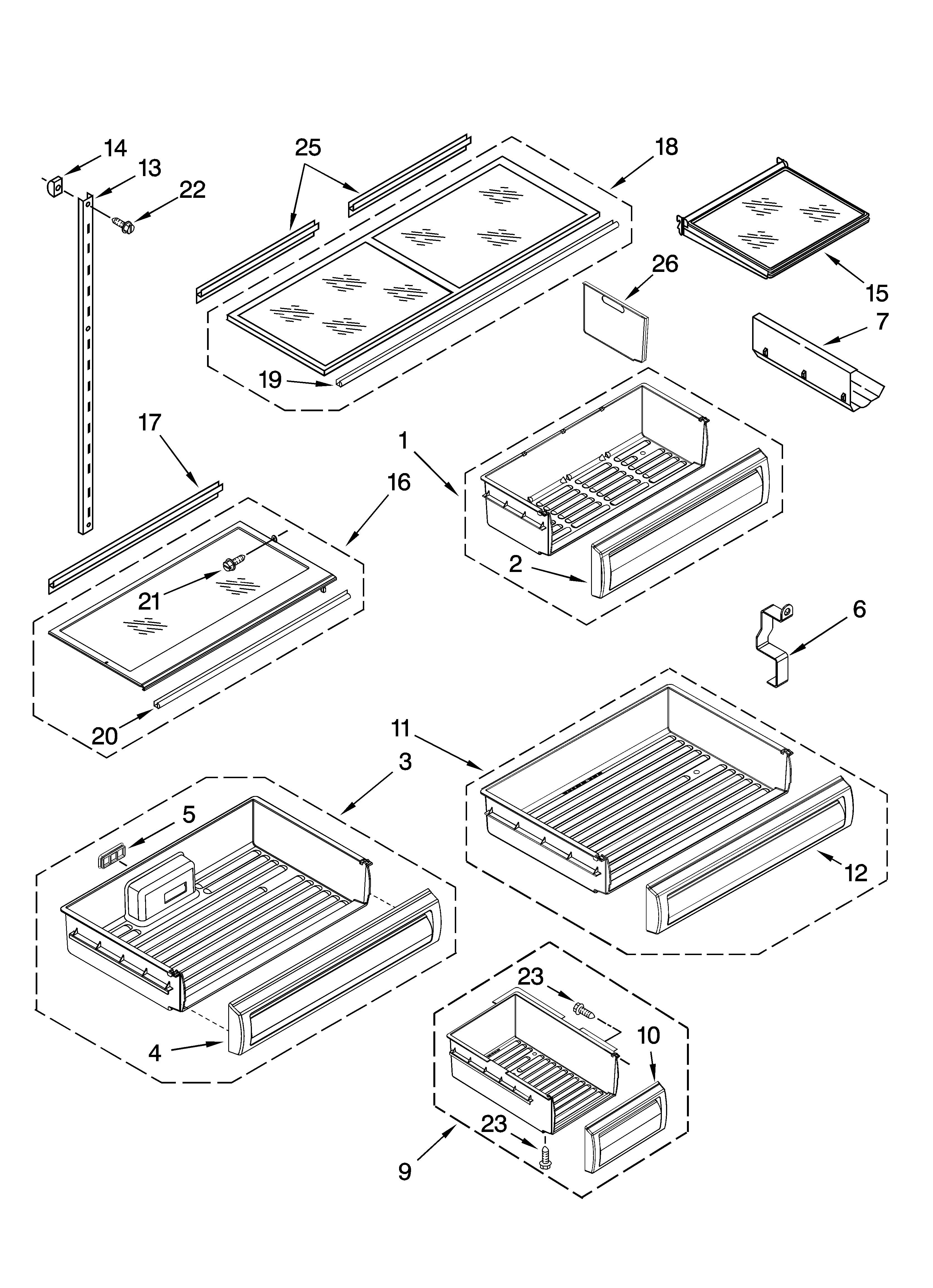 KitchenAid KBRC36FTS00 shelf parts diagram