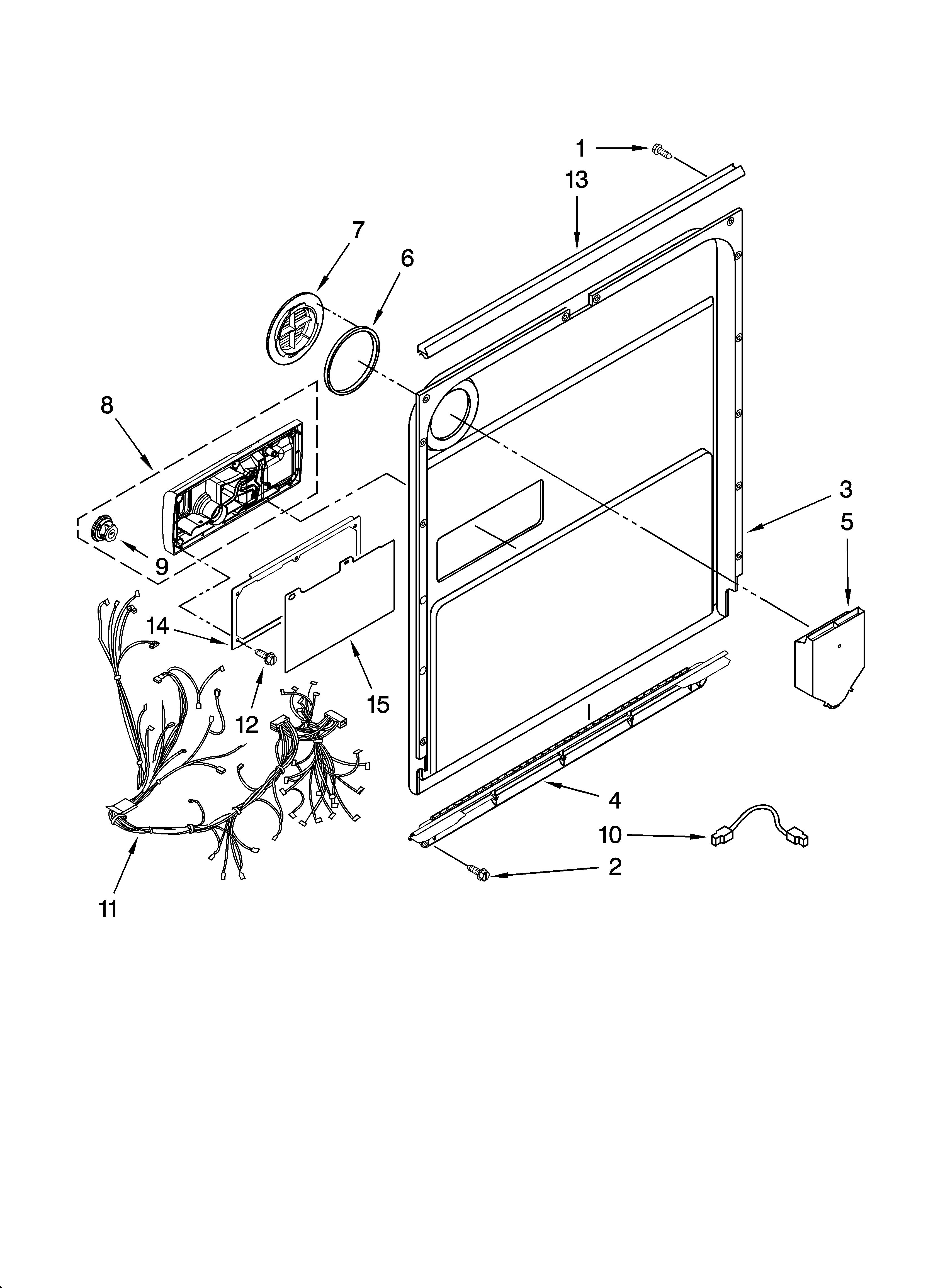 KitchenAid KUDU03STWH2 door and latch parts diagram