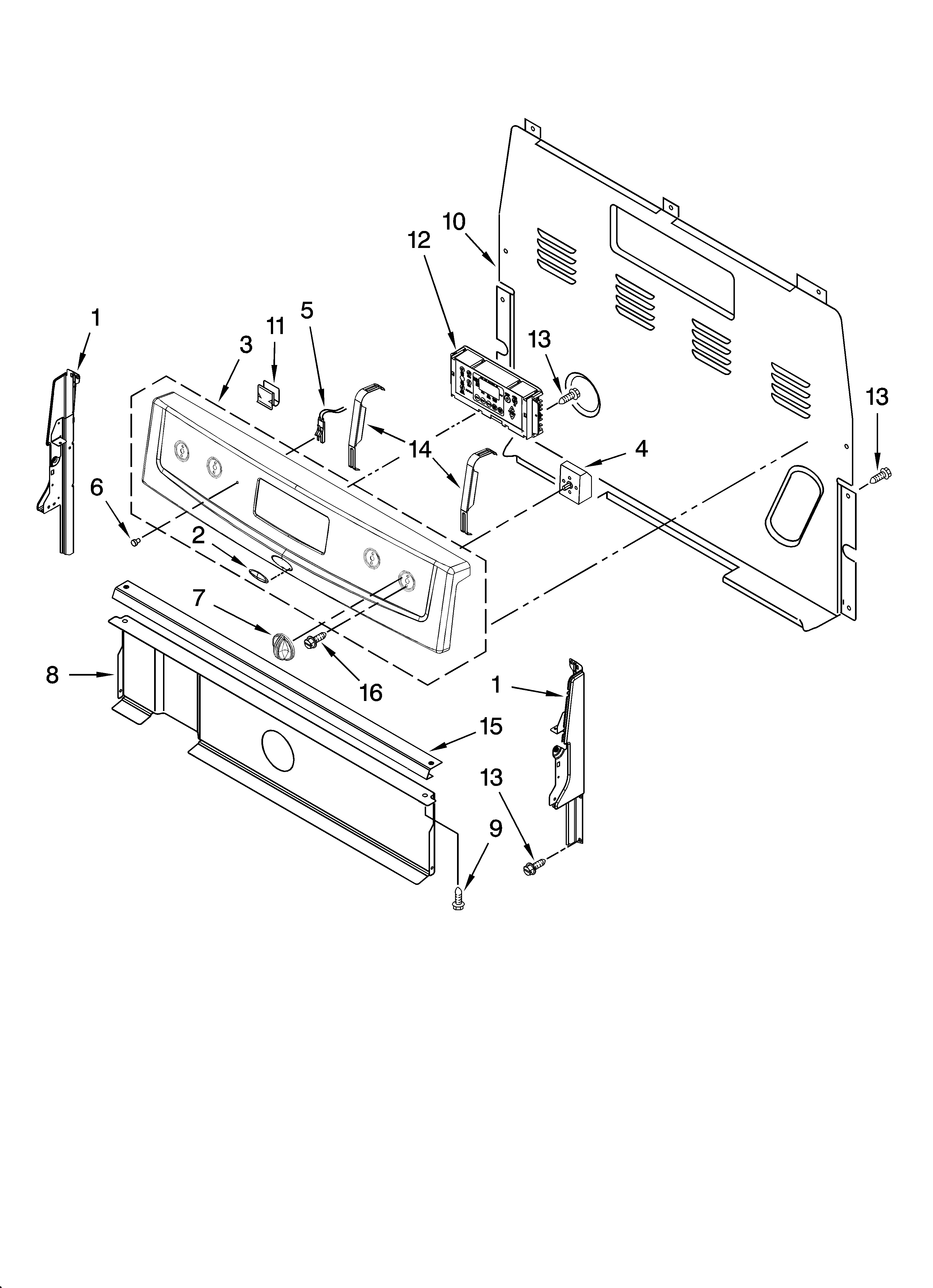 Whirlpool RF214LXTS1 control panel parts diagram