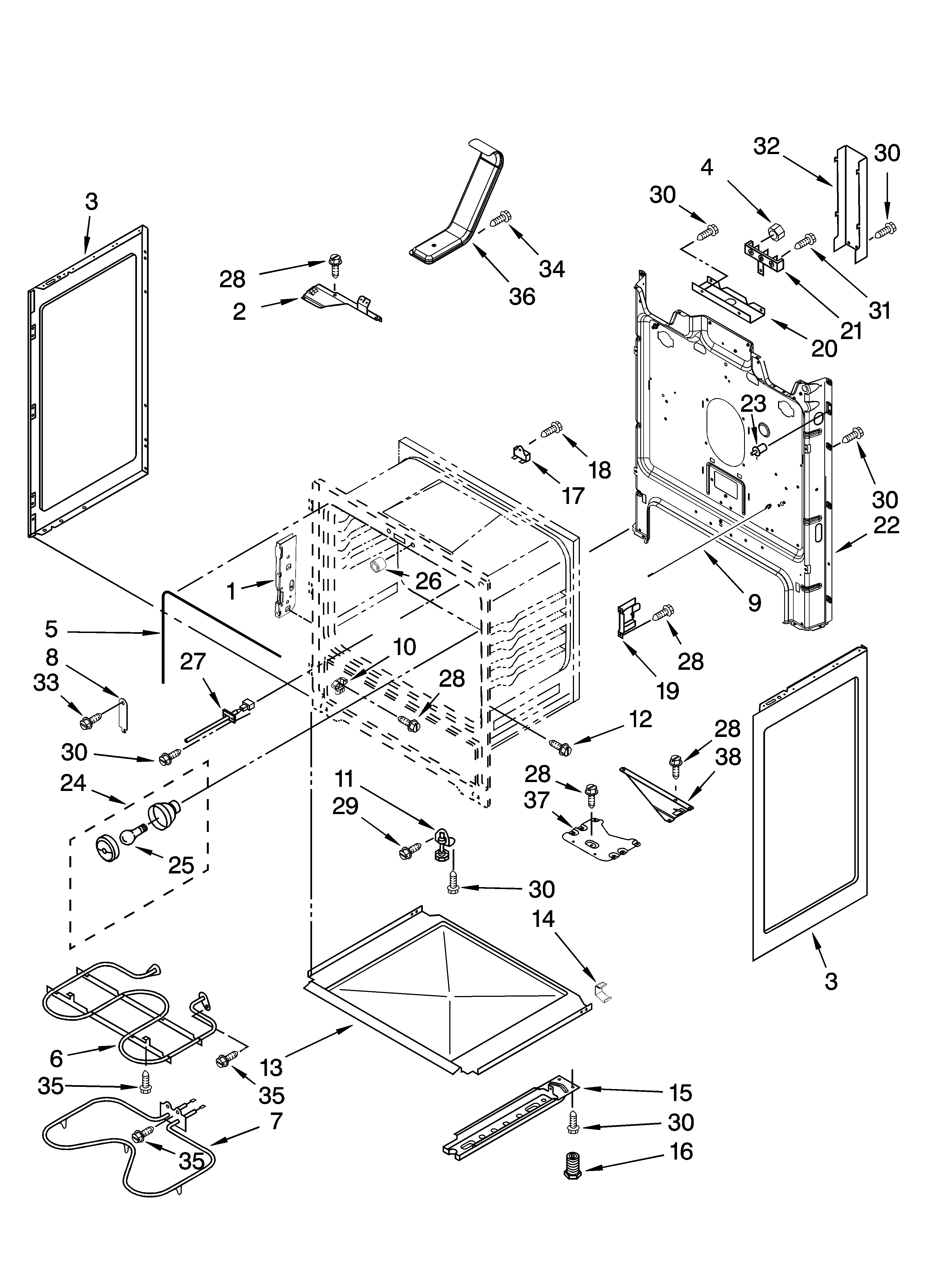 Whirlpool RF214LXTS1 chassis parts diagram