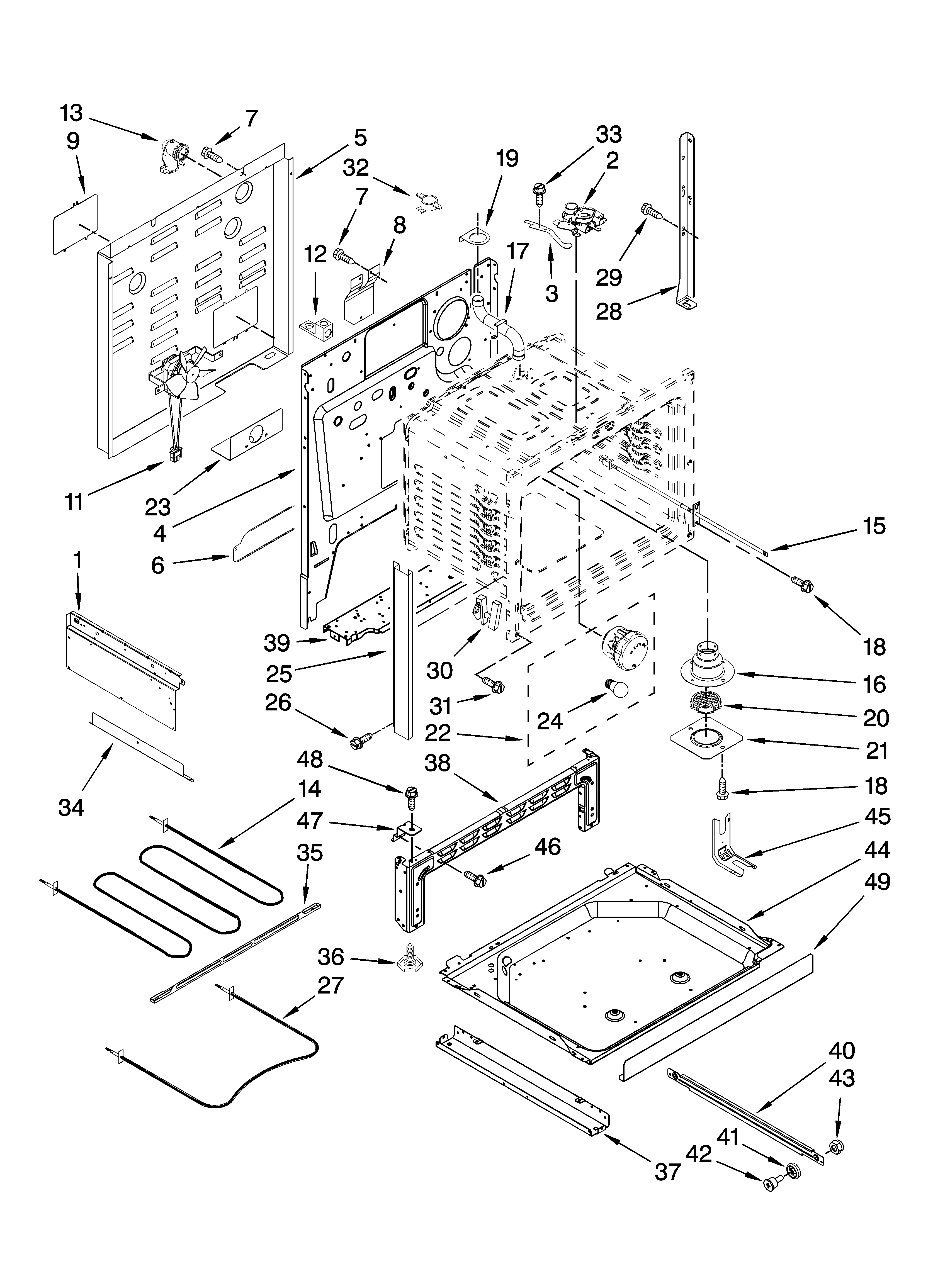 Whirlpool RY160LXTQ0 chassis parts diagram