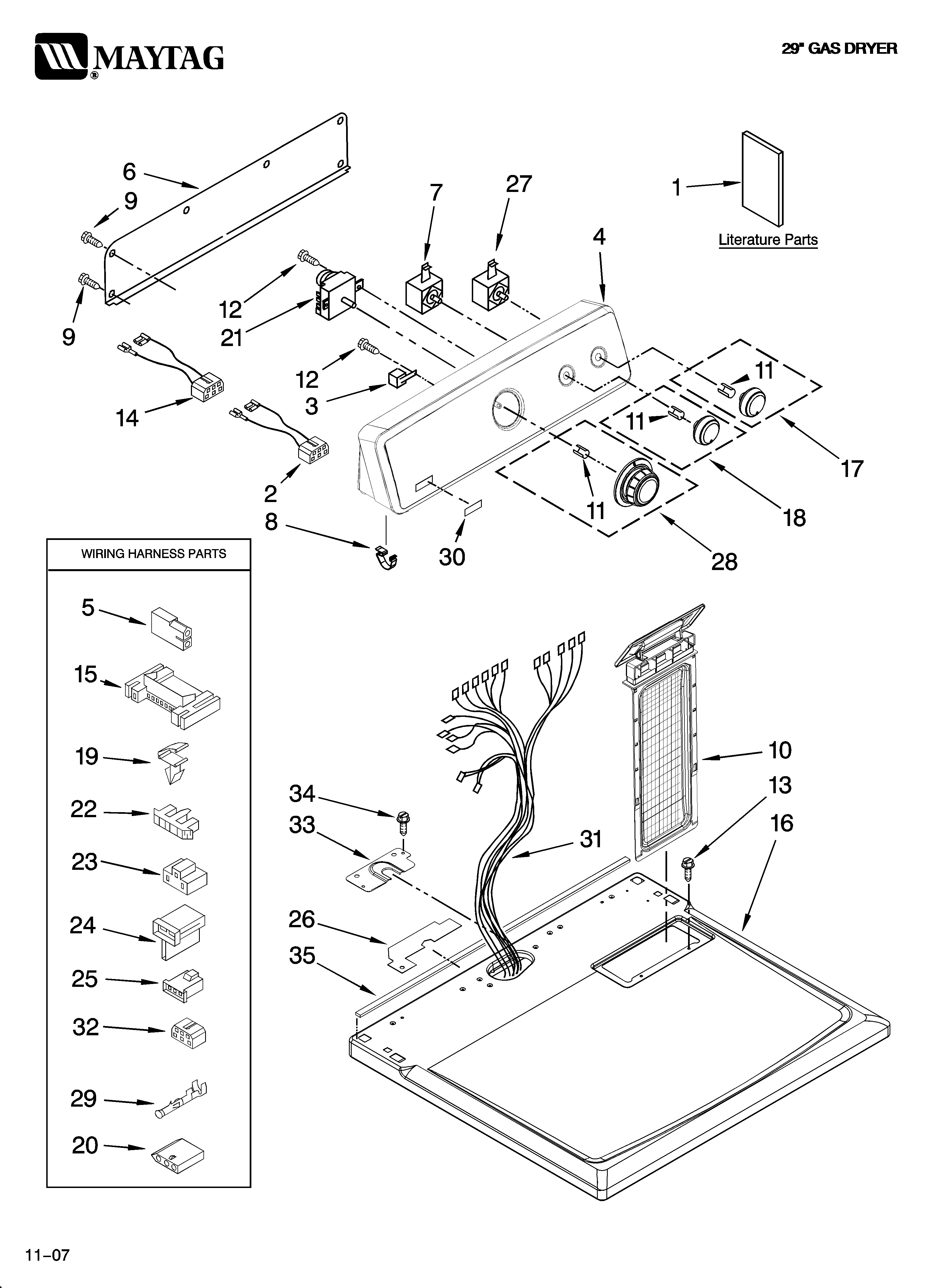 Maytag 7MMGD6630TQ0 top and console parts diagram