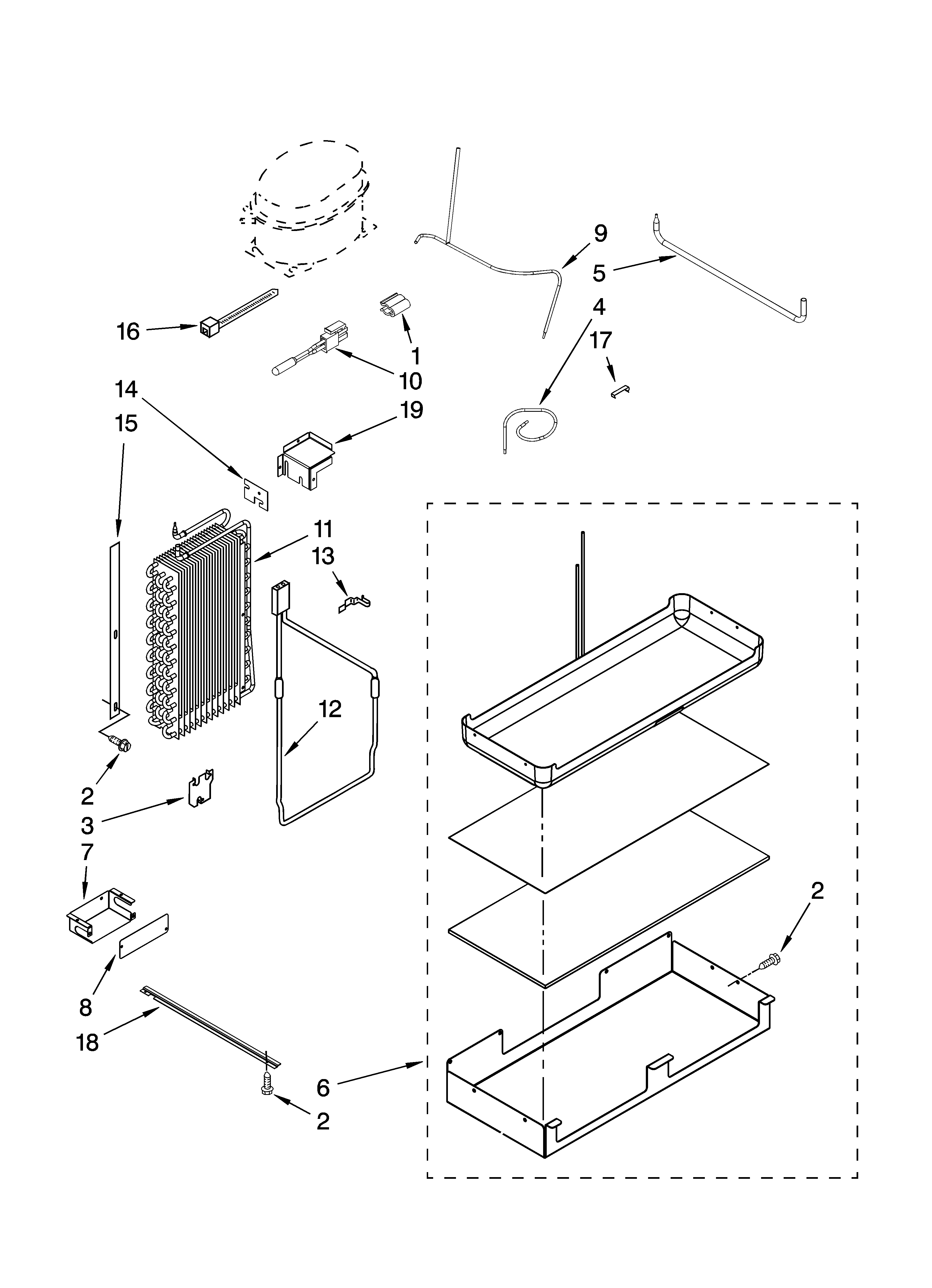 KitchenAid KSSC36QTS02 lower unit and tube parts diagram