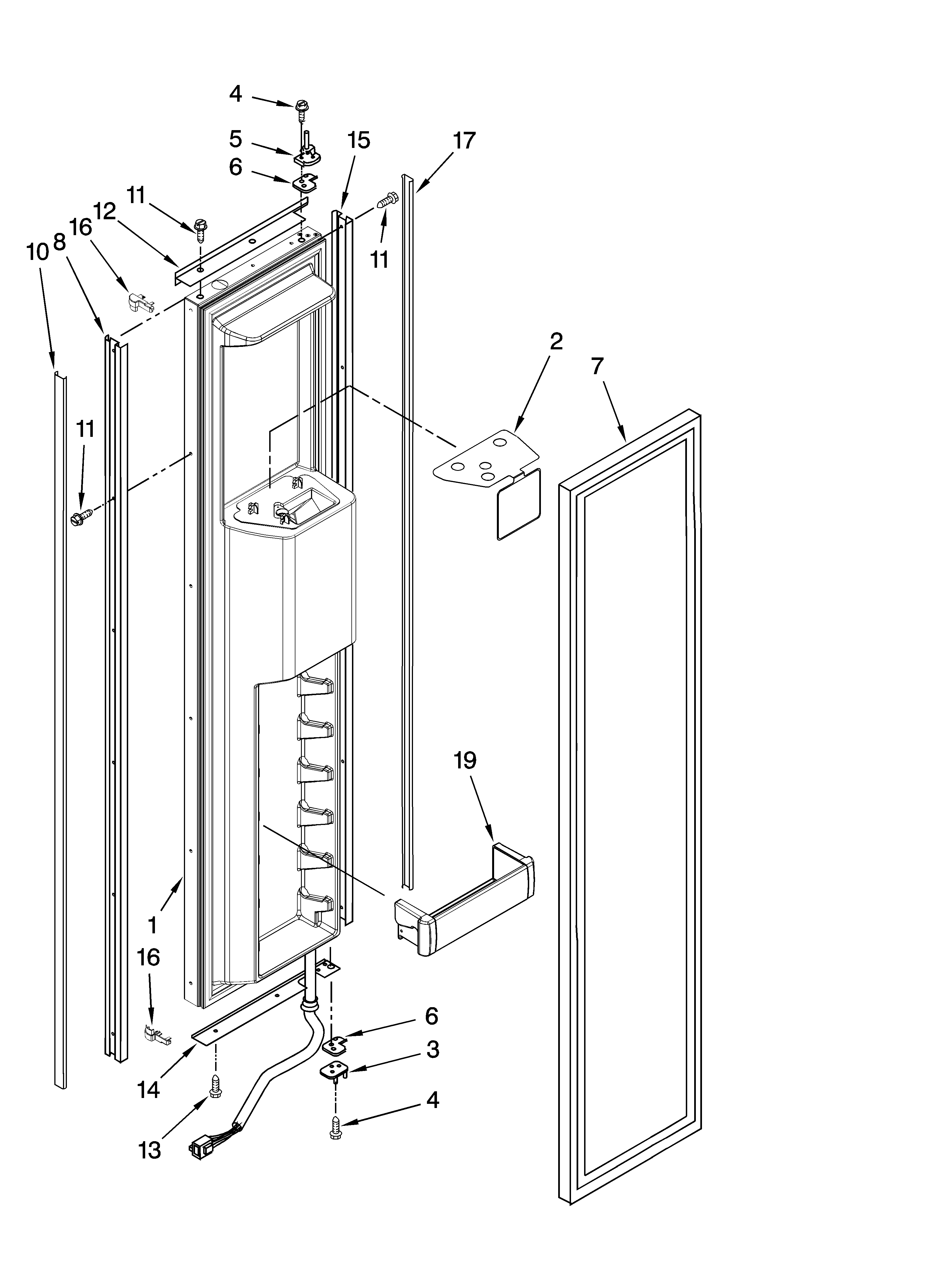 KitchenAid KSSO42QTX00 freezer door parts diagram