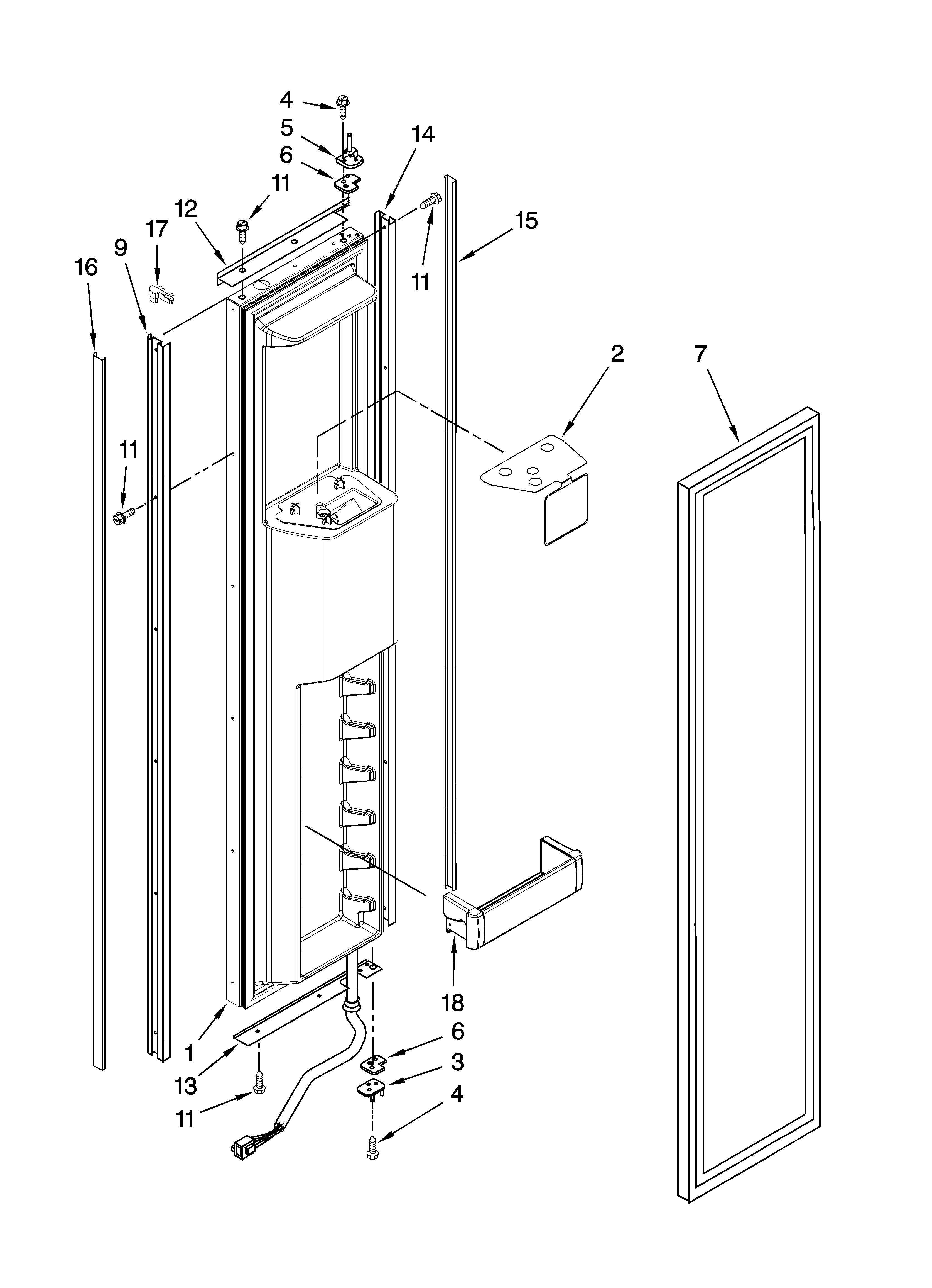 KitchenAid KSSO48QTB00 freezer door parts diagram
