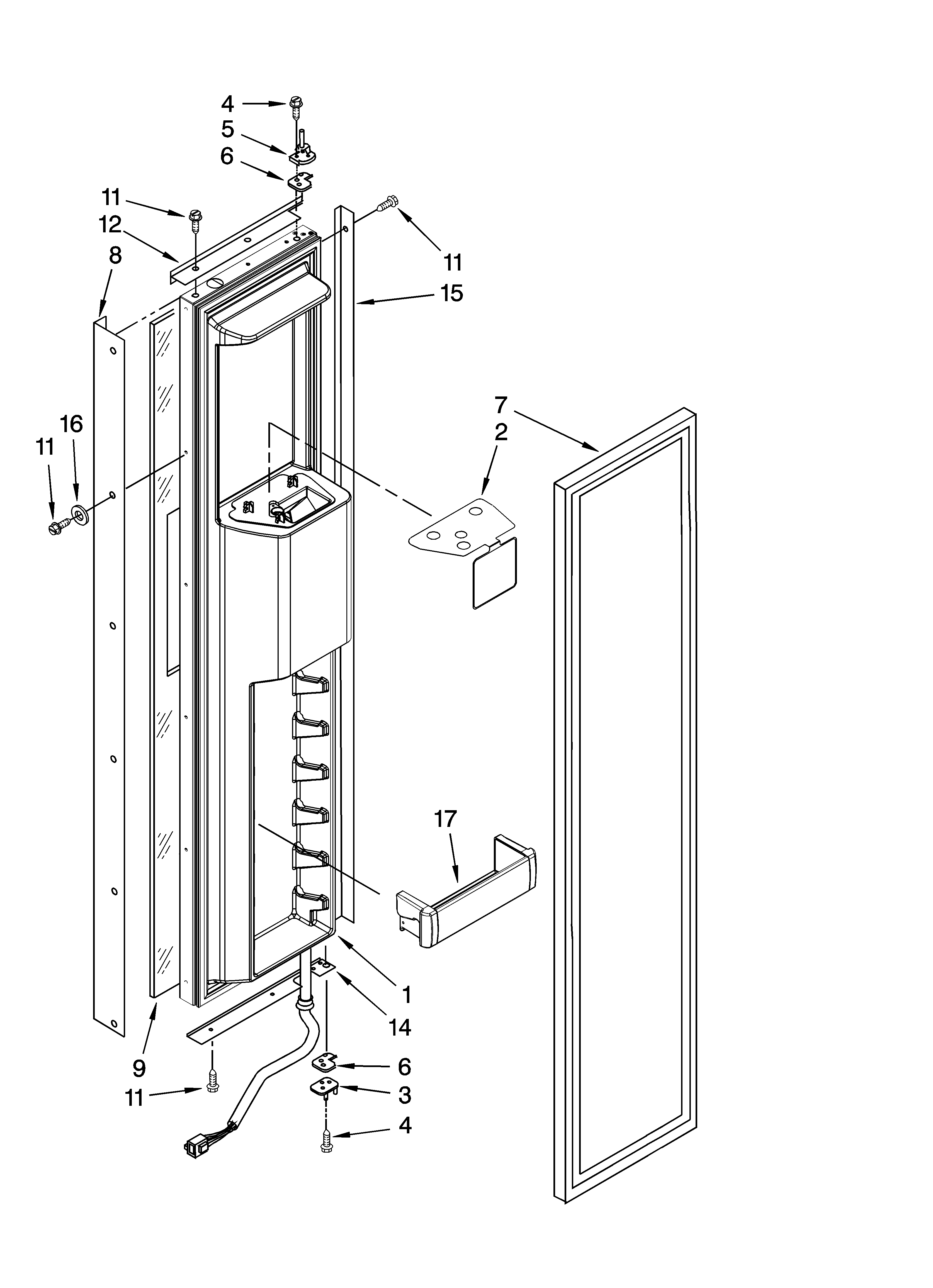 KitchenAid KSSP42QTS00 freezer door parts diagram