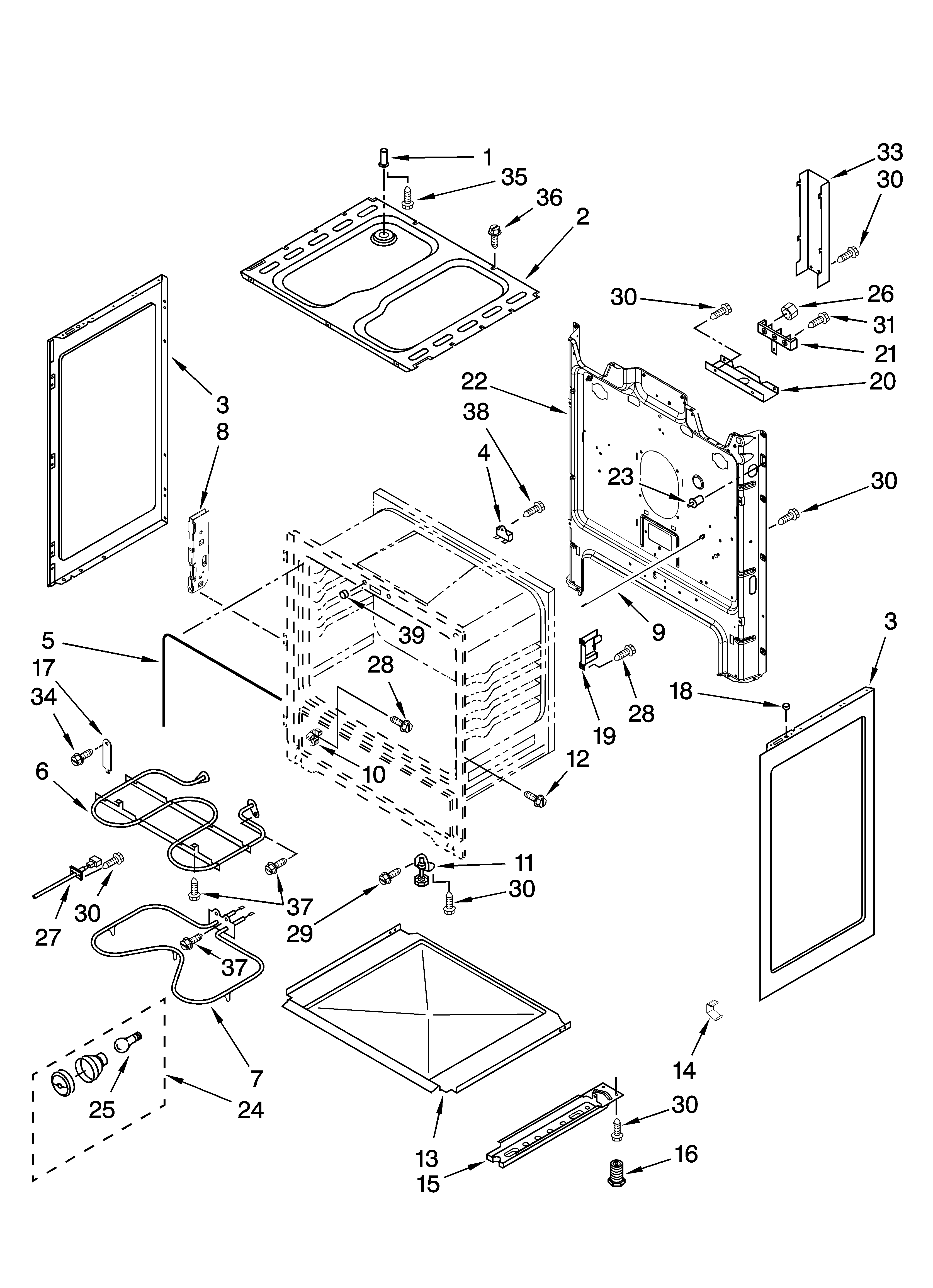 Whirlpool RF114PXSB2 chassis parts diagram