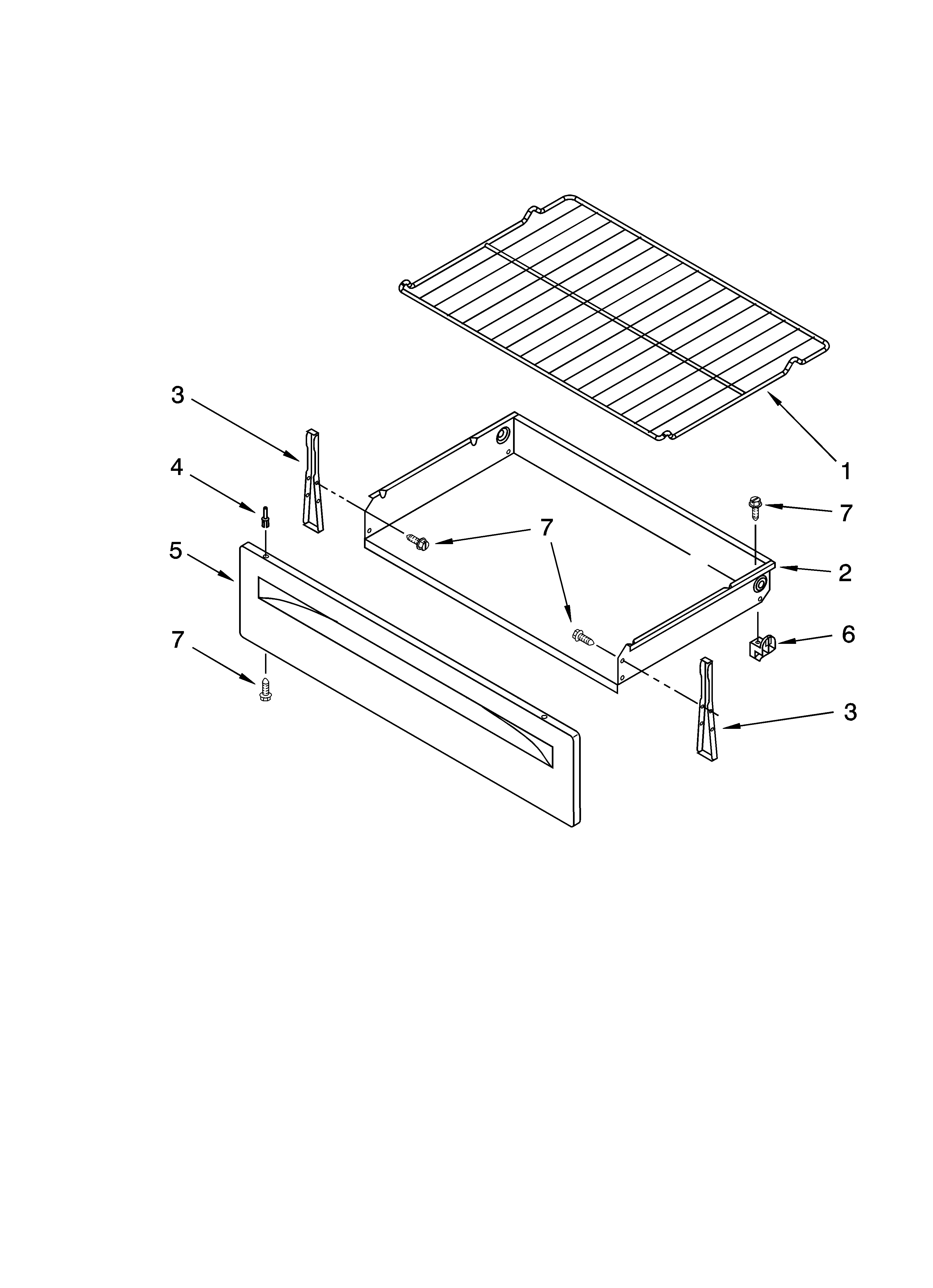 Whirlpool RF114PXSB2 drawer & broiler parts diagram