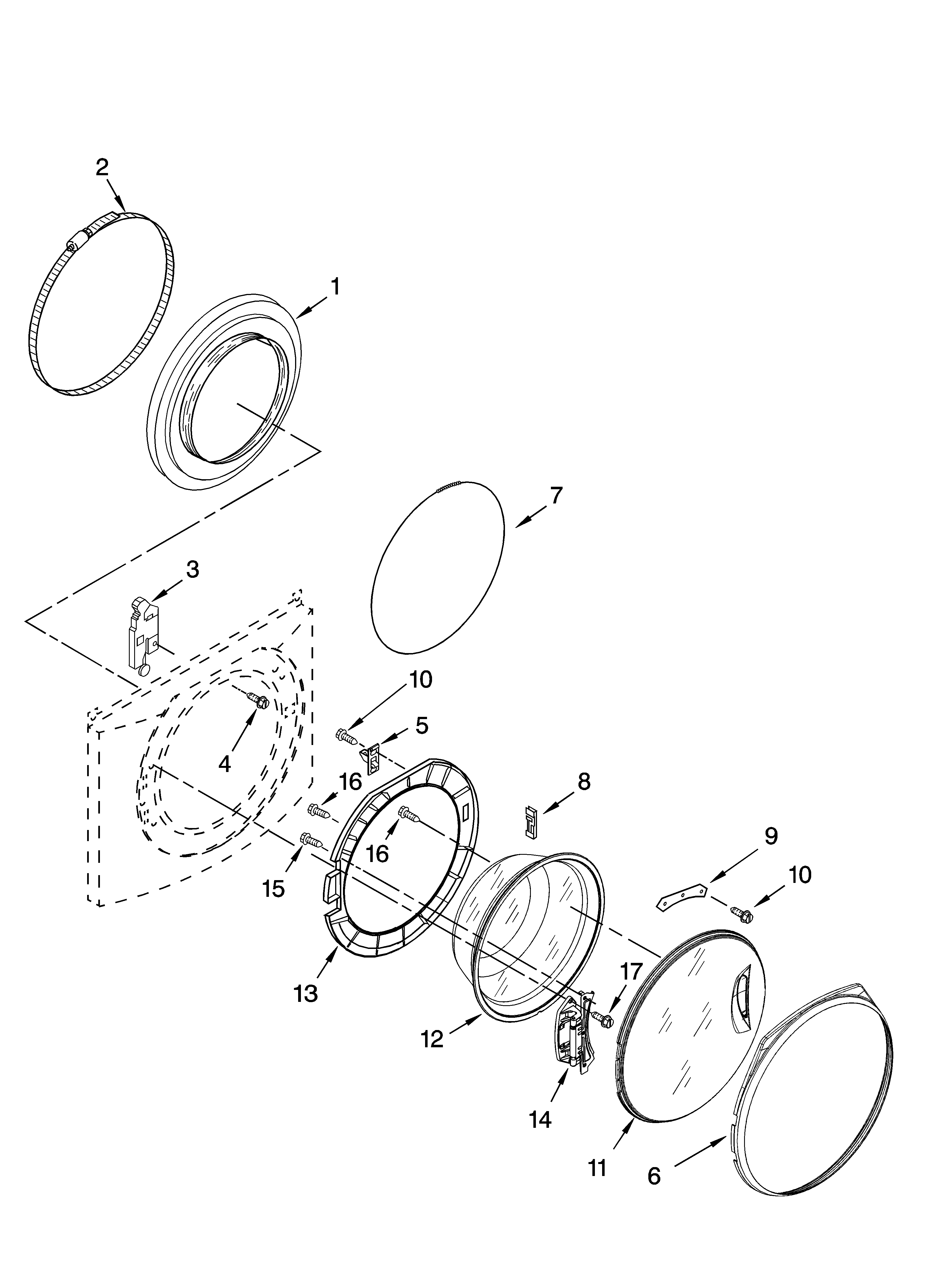 Whirlpool WFW8500SR02 door and latch parts diagram