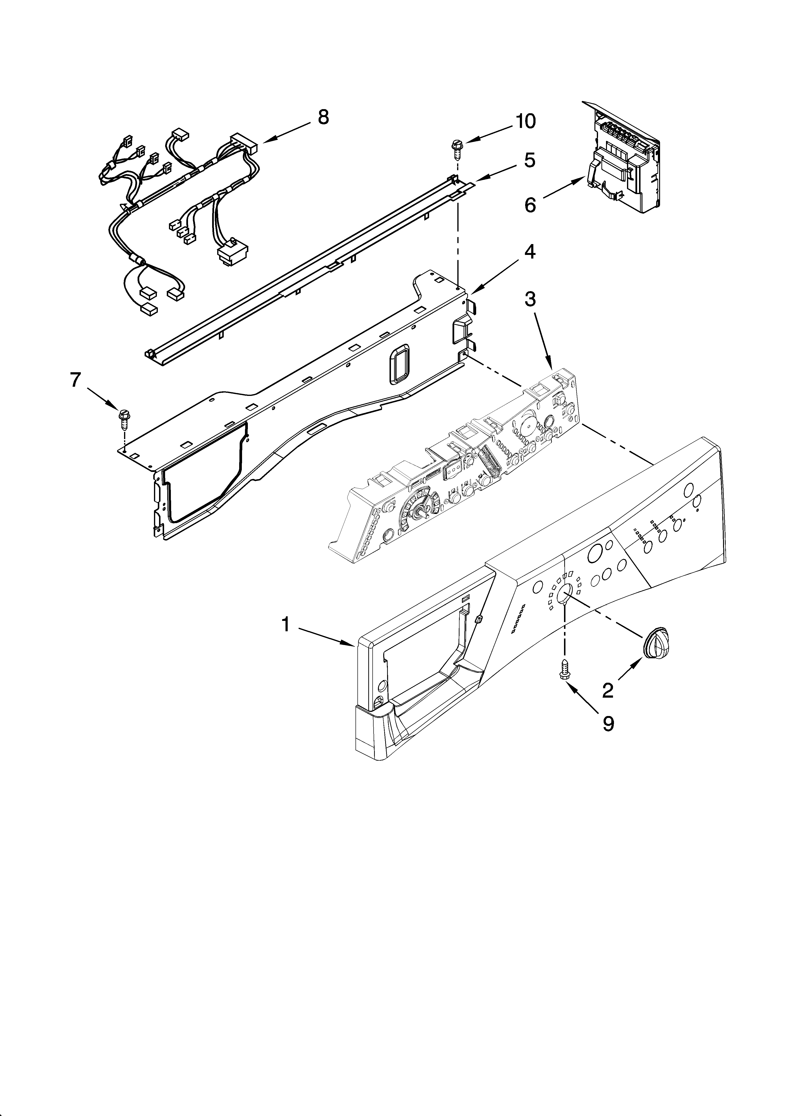Whirlpool WFW8500SR02 control panel parts diagram