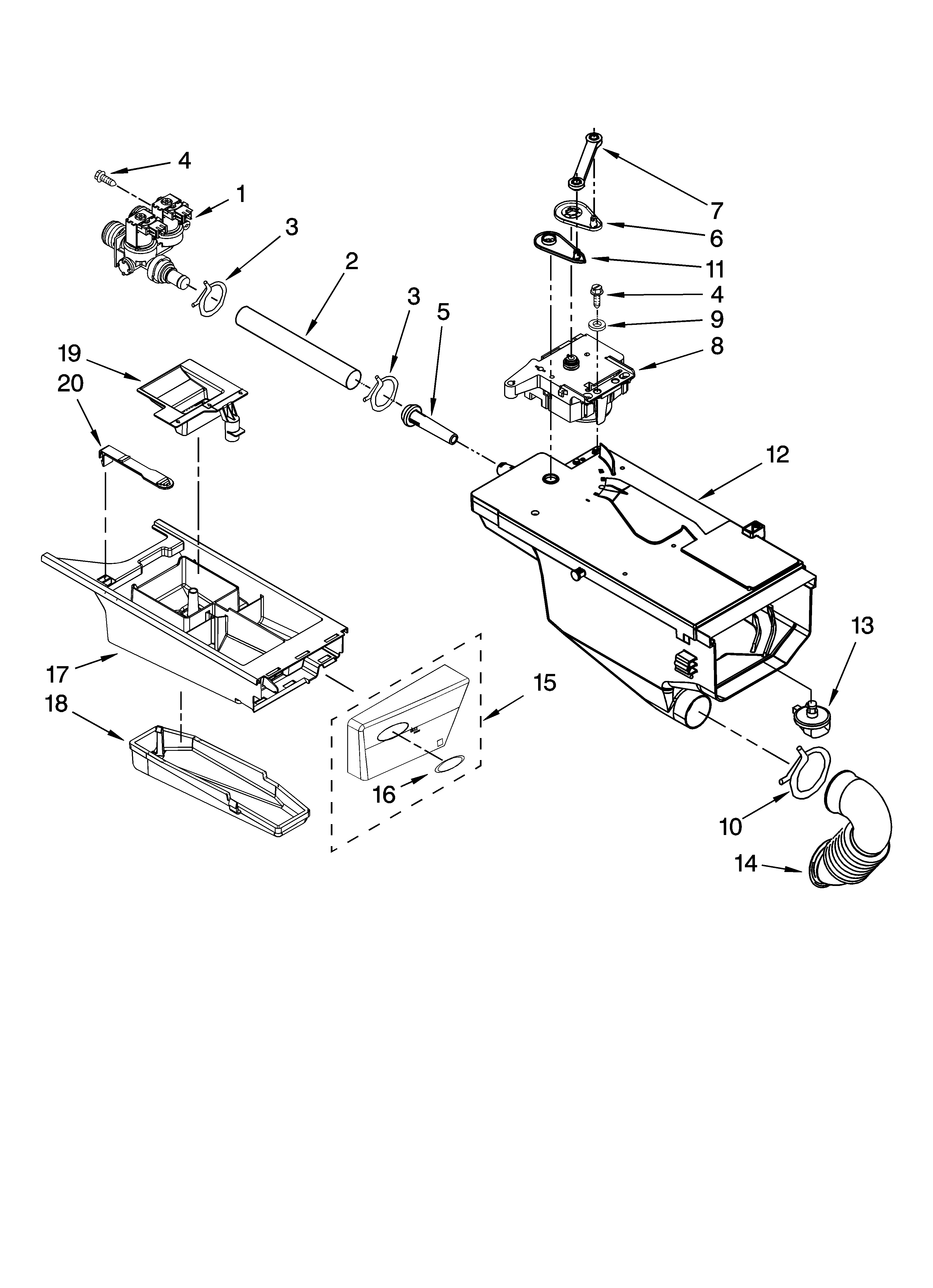 Whirlpool WFW8500SR02 dispenser parts diagram