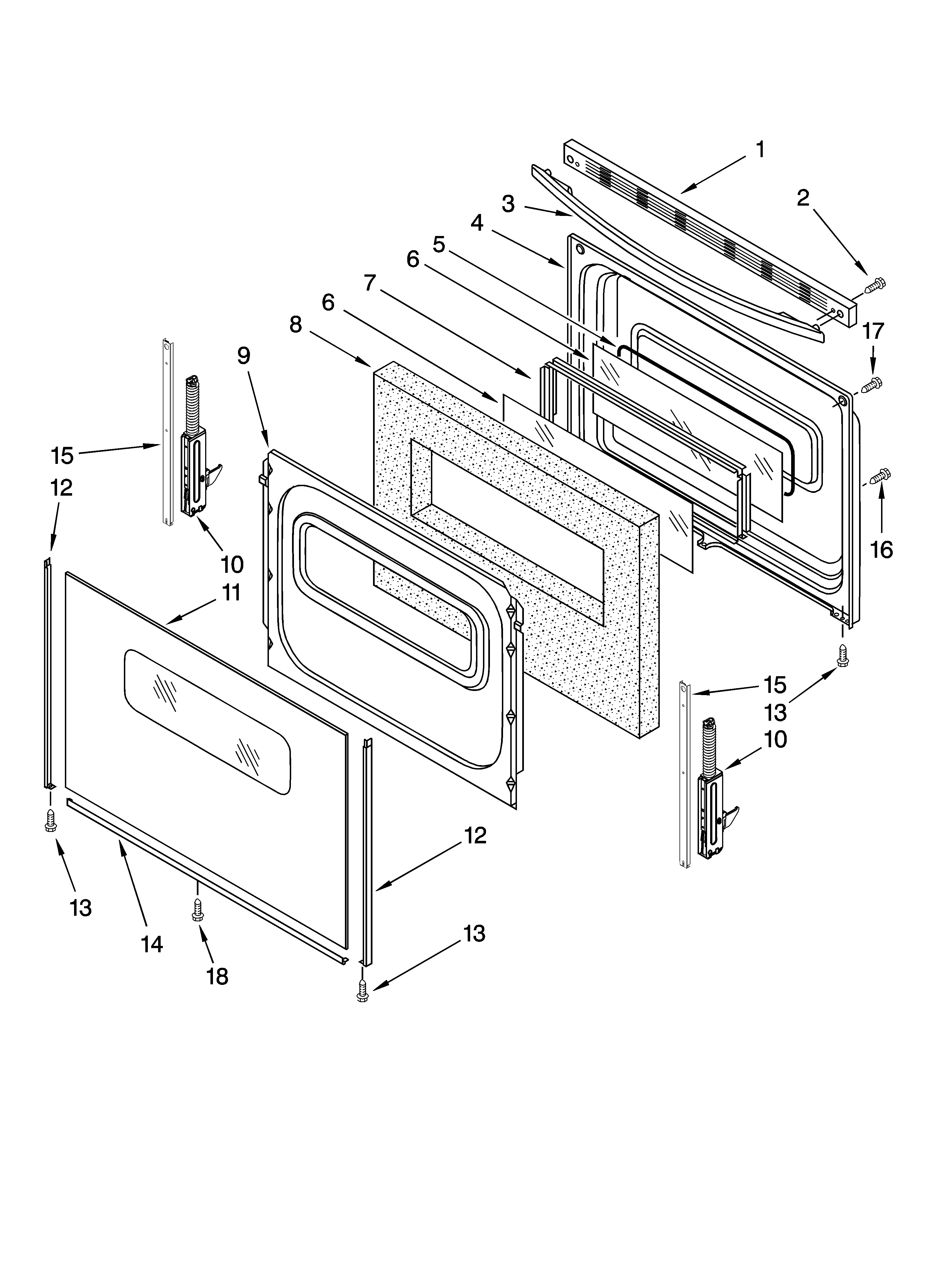Roper FES355TQ1 door parts diagram