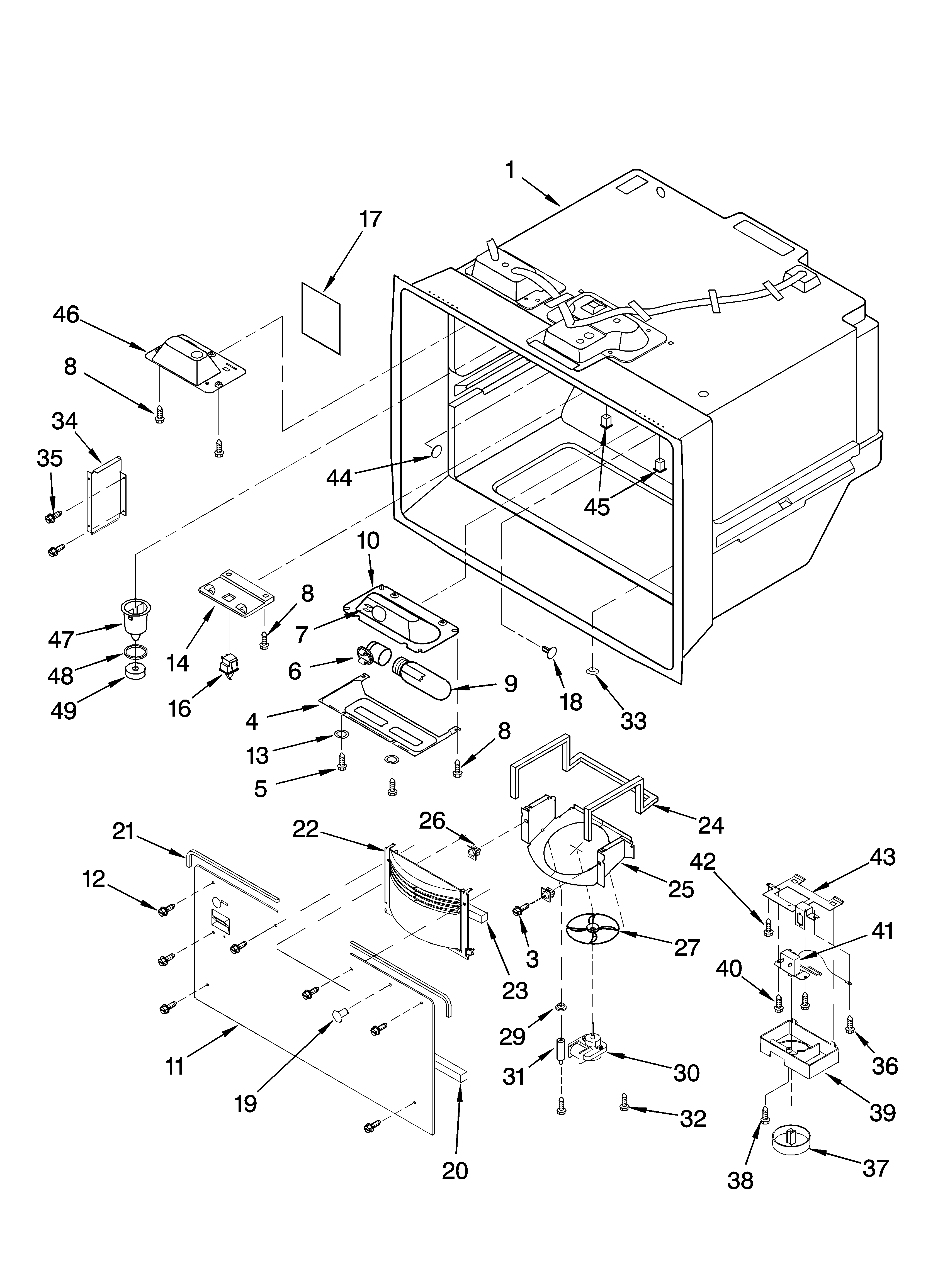 KitchenAid KBRS22KGWH13 freezer liner parts diagram
