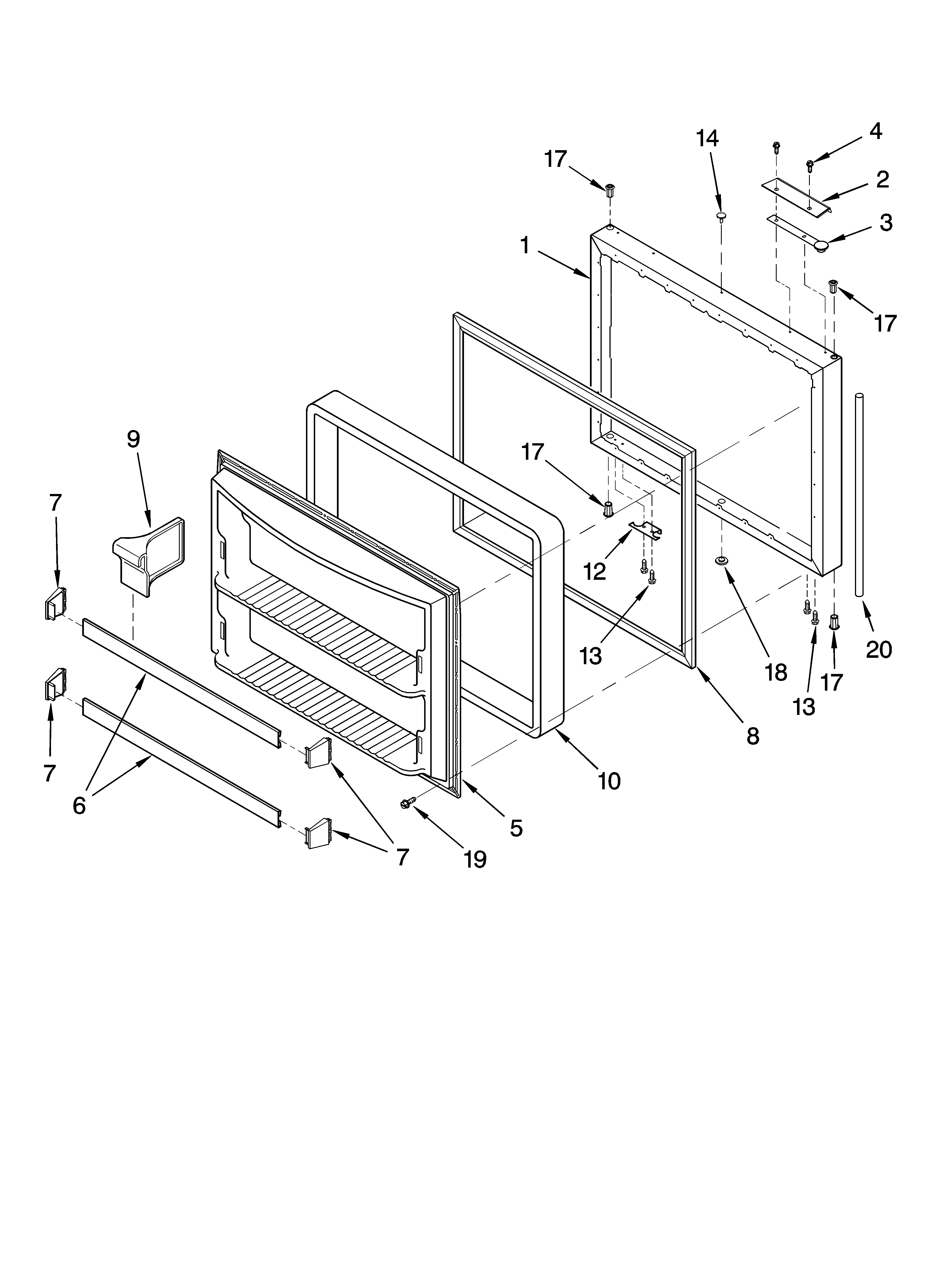 KitchenAid KBRS22KGWH13 freezer door parts diagram