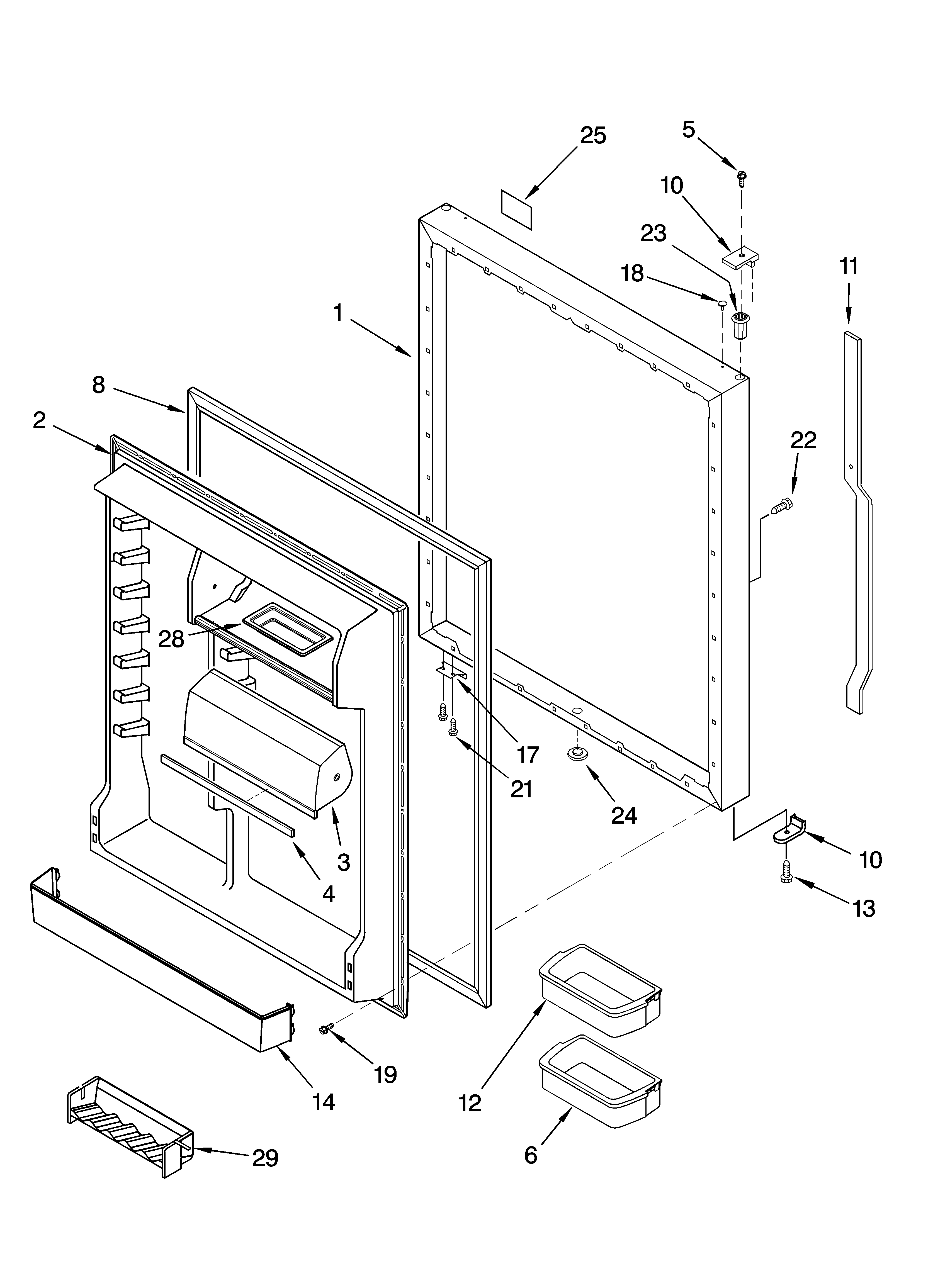 KitchenAid KBRS22KGWH13 refrigerator door parts diagram