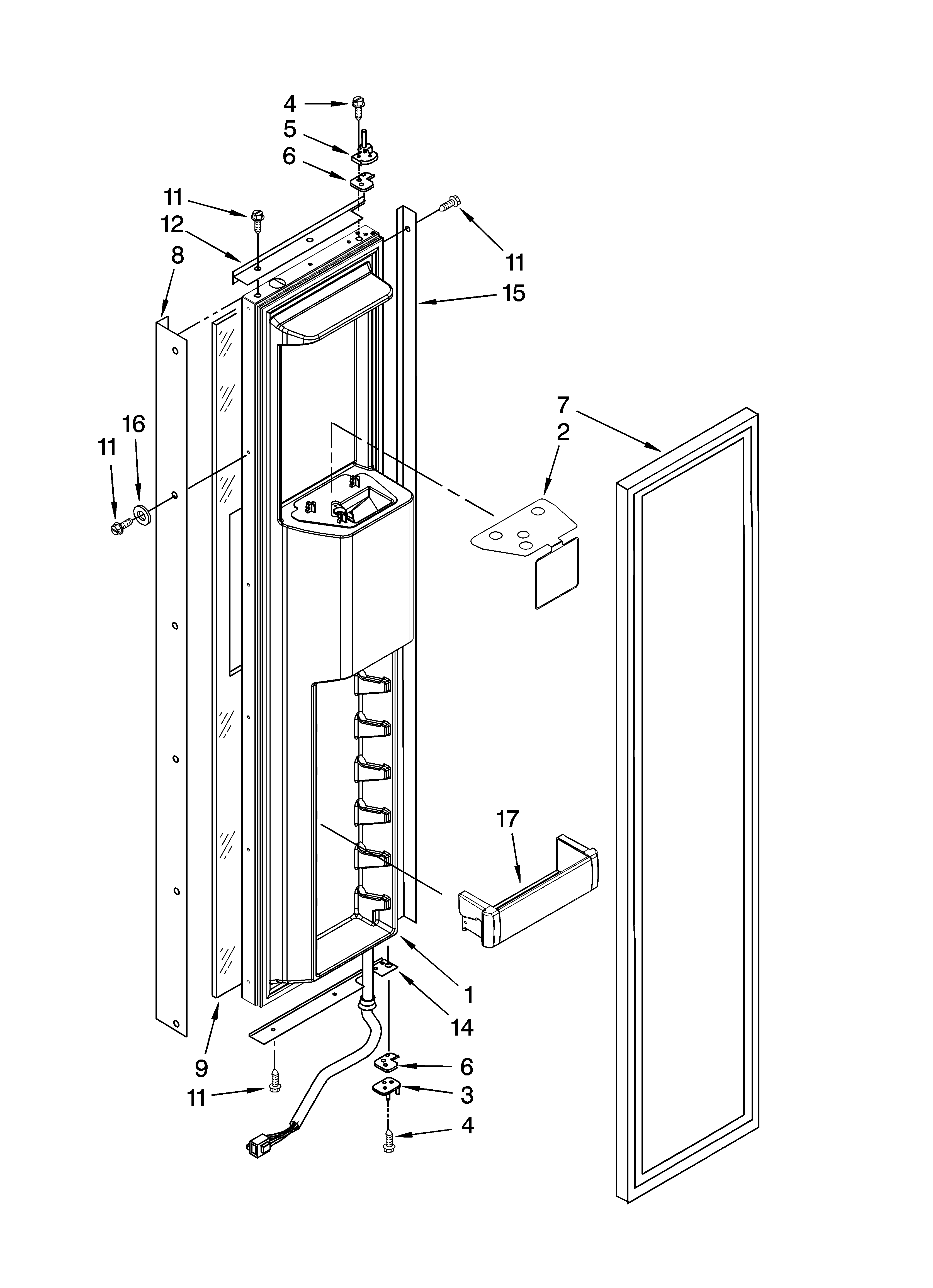 KitchenAid KSSP36QTS00 freezer door parts diagram