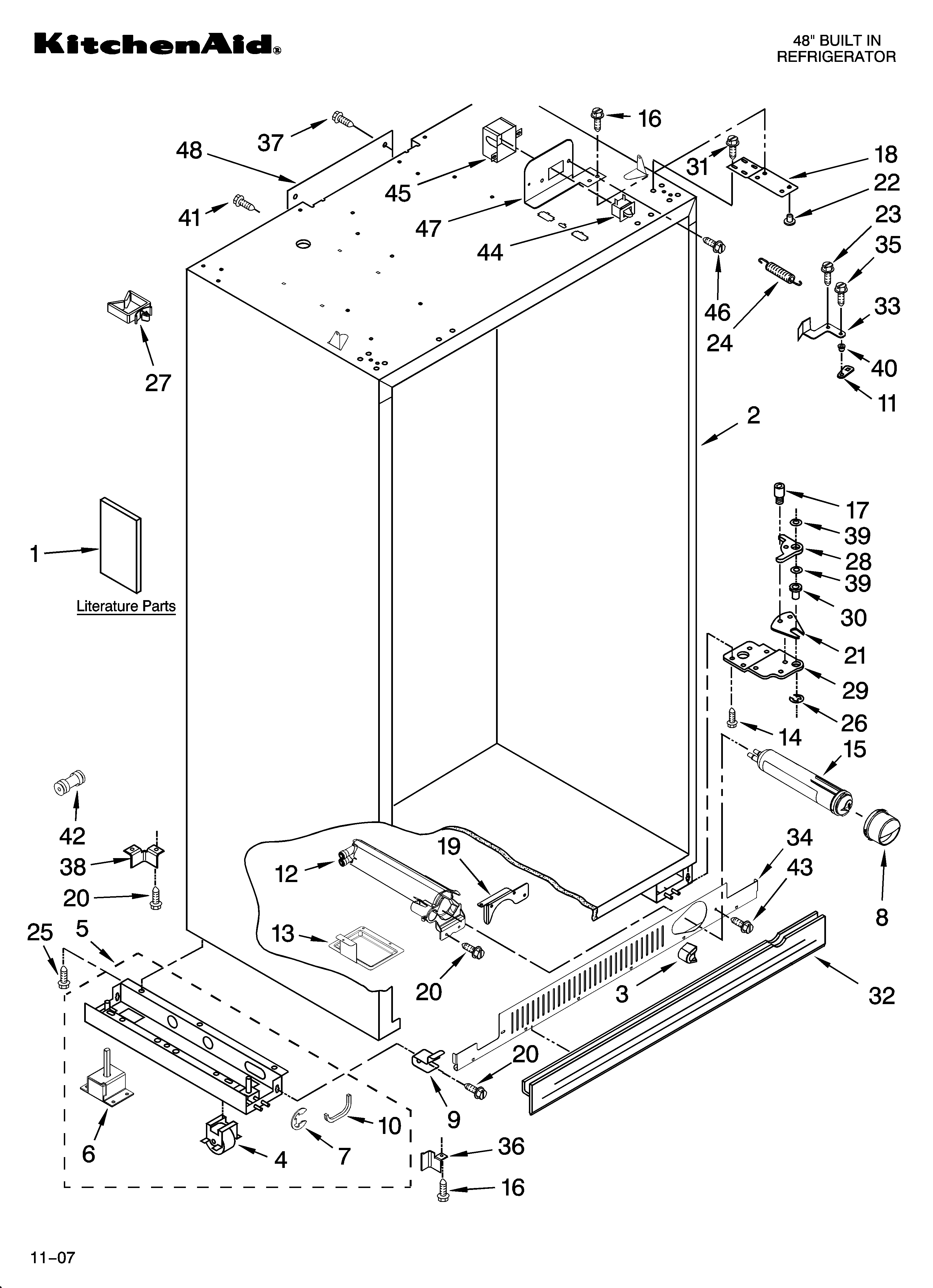 KitchenAid KSSC48QTS02 cabinet parts diagram