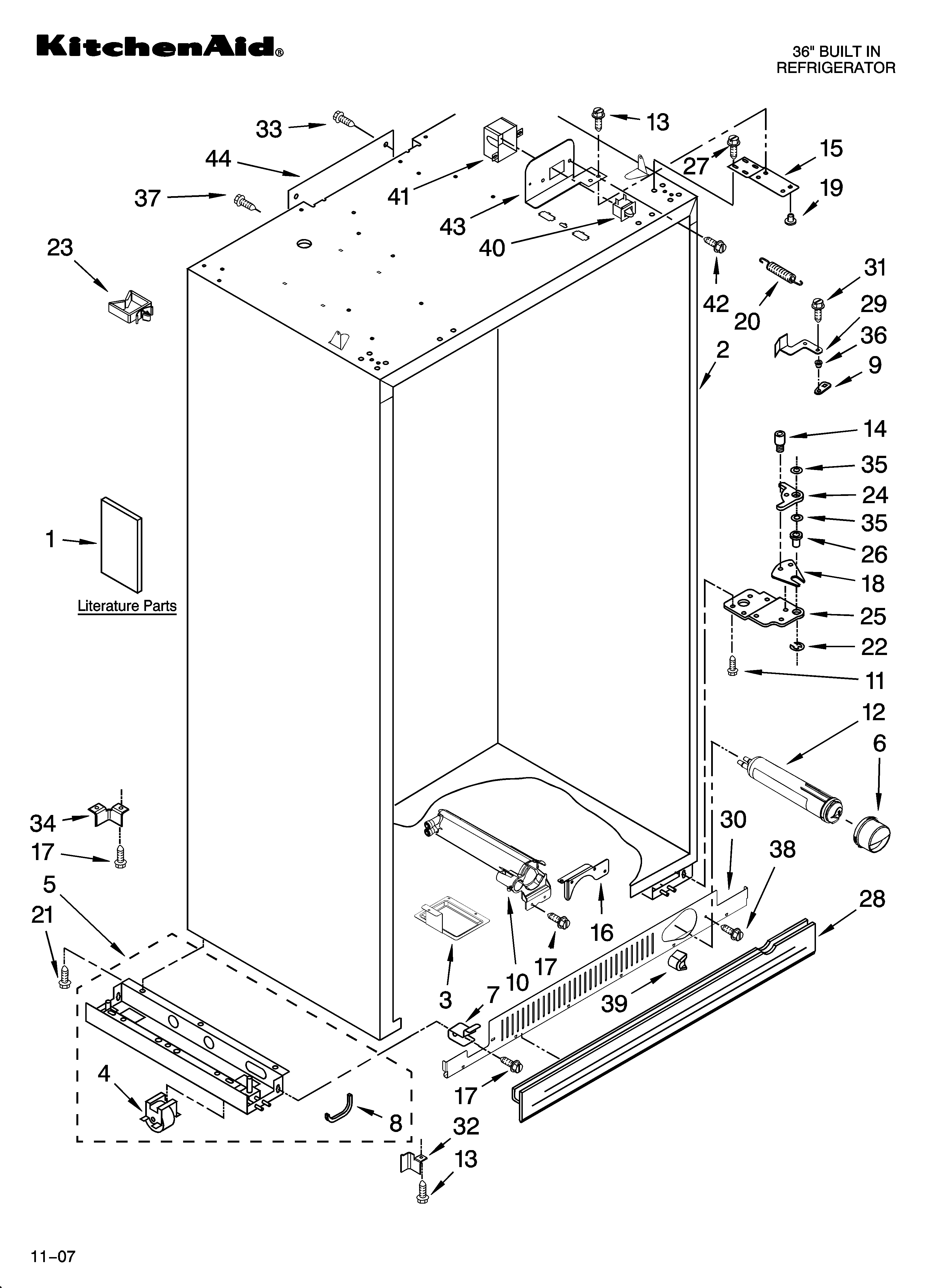 KitchenAid KSSS36FTX00 cabinet parts diagram