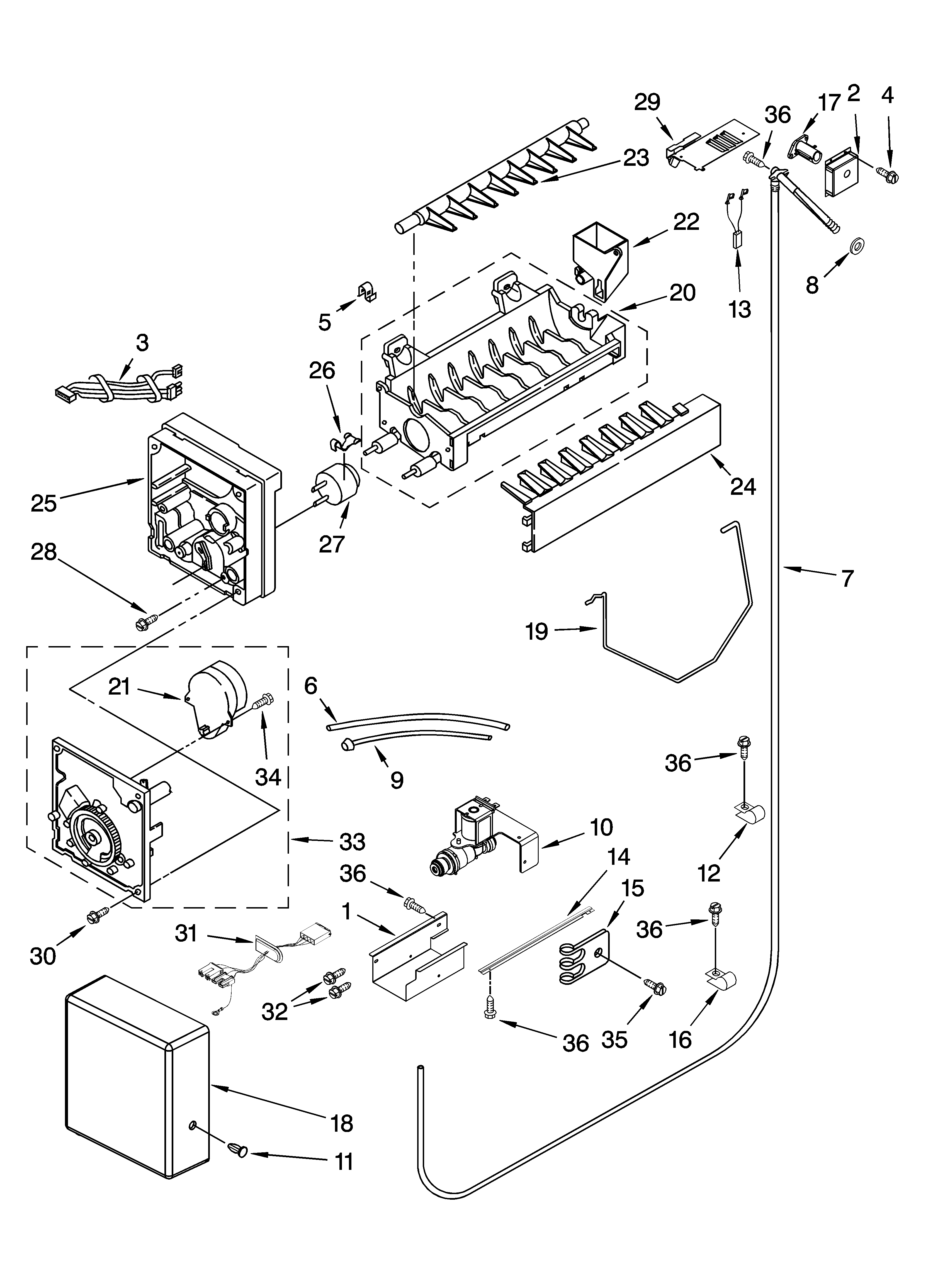 KitchenAid KSSS36FTX00 icemaker parts diagram