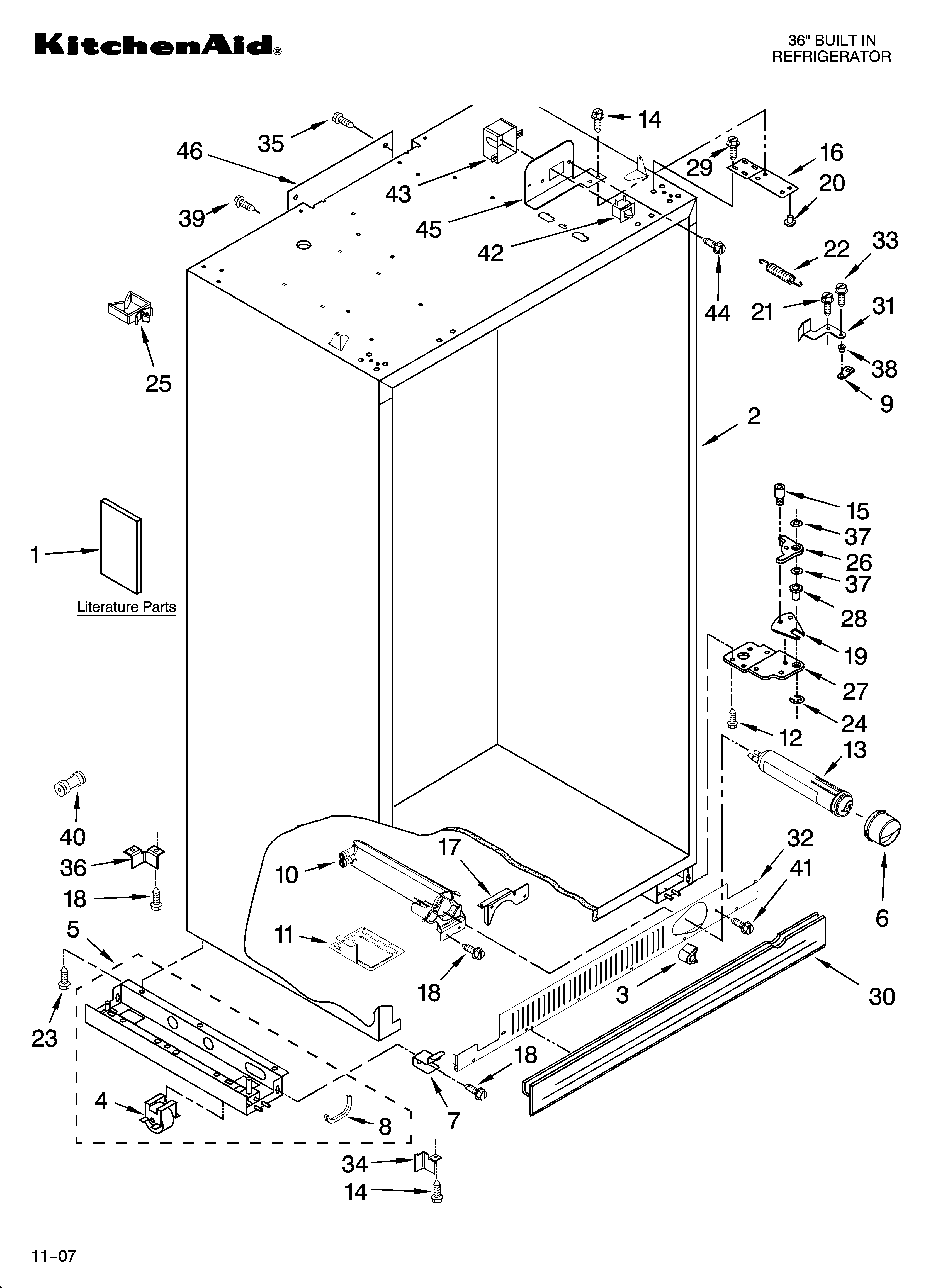KitchenAid KSSS36QTB00 cabinet parts diagram