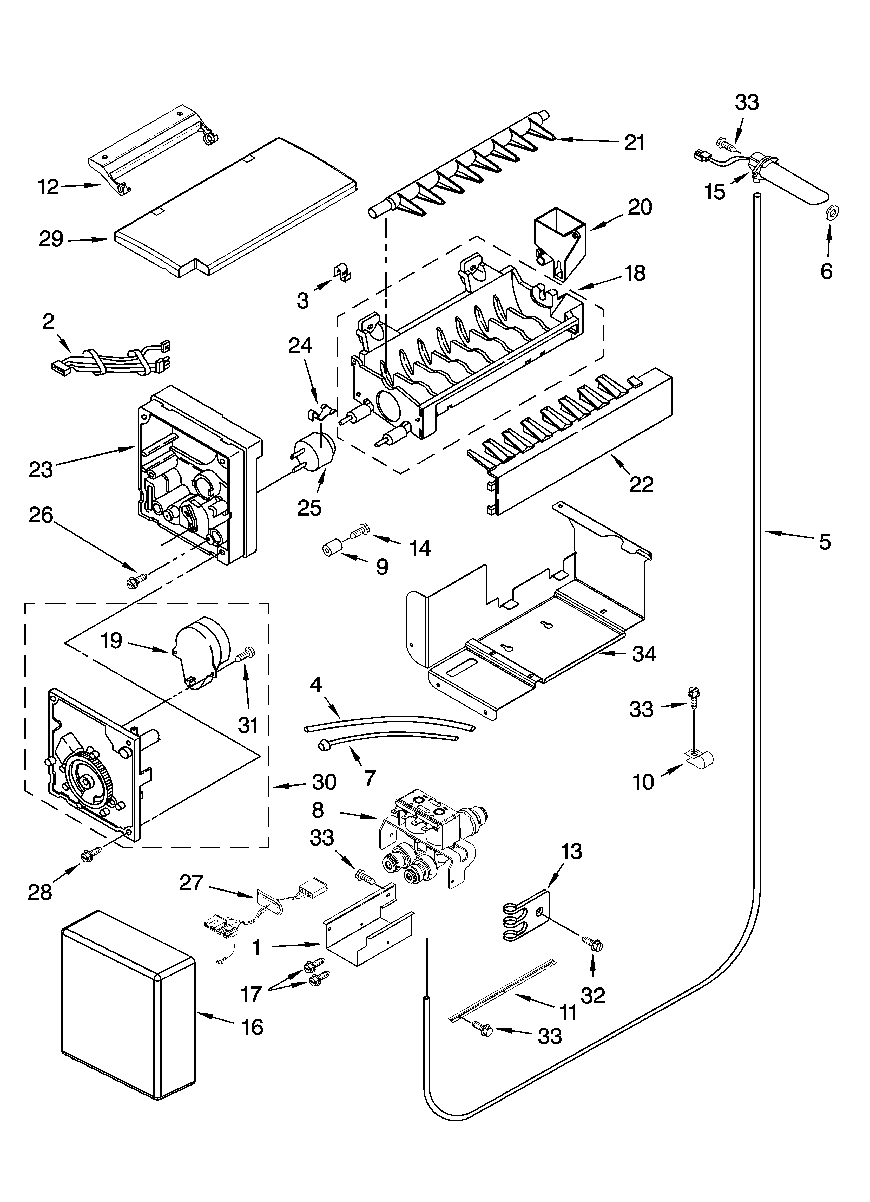 KitchenAid KSSS36QTB00 icemaker parts diagram