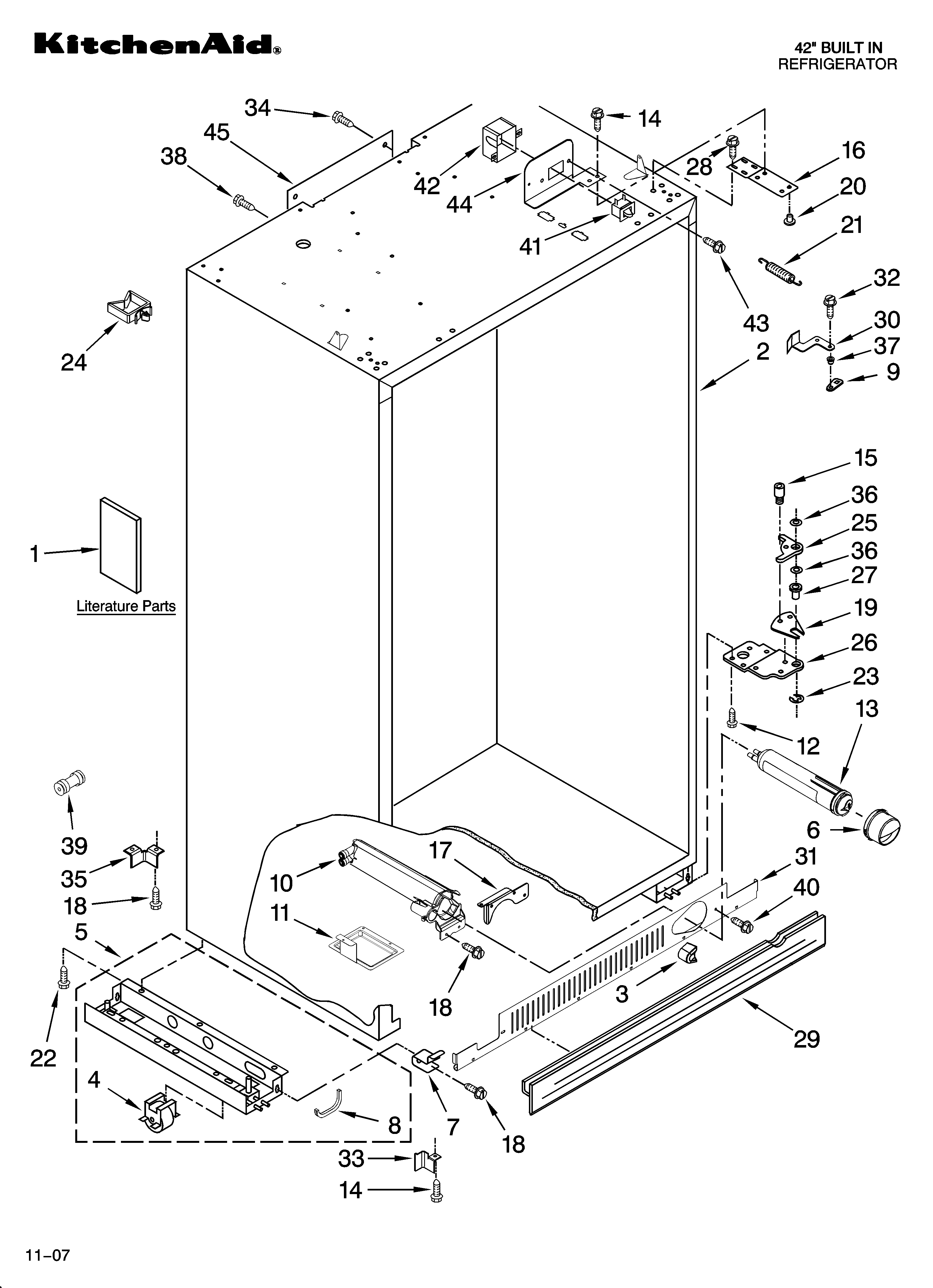 KitchenAid KSSS42QTW00 cabinet parts diagram