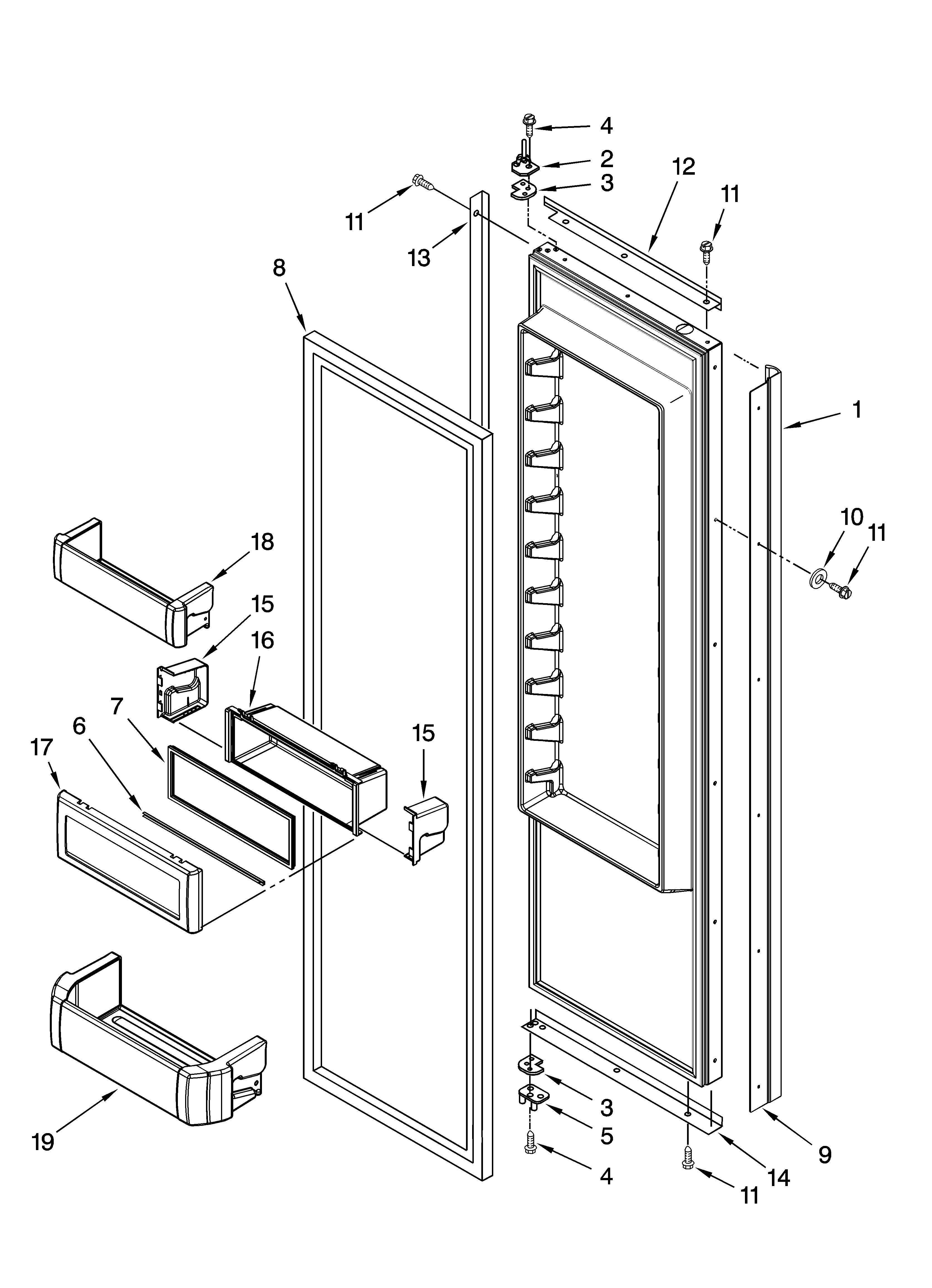 KitchenAid KSSS42QTW00 refrigerator door parts diagram