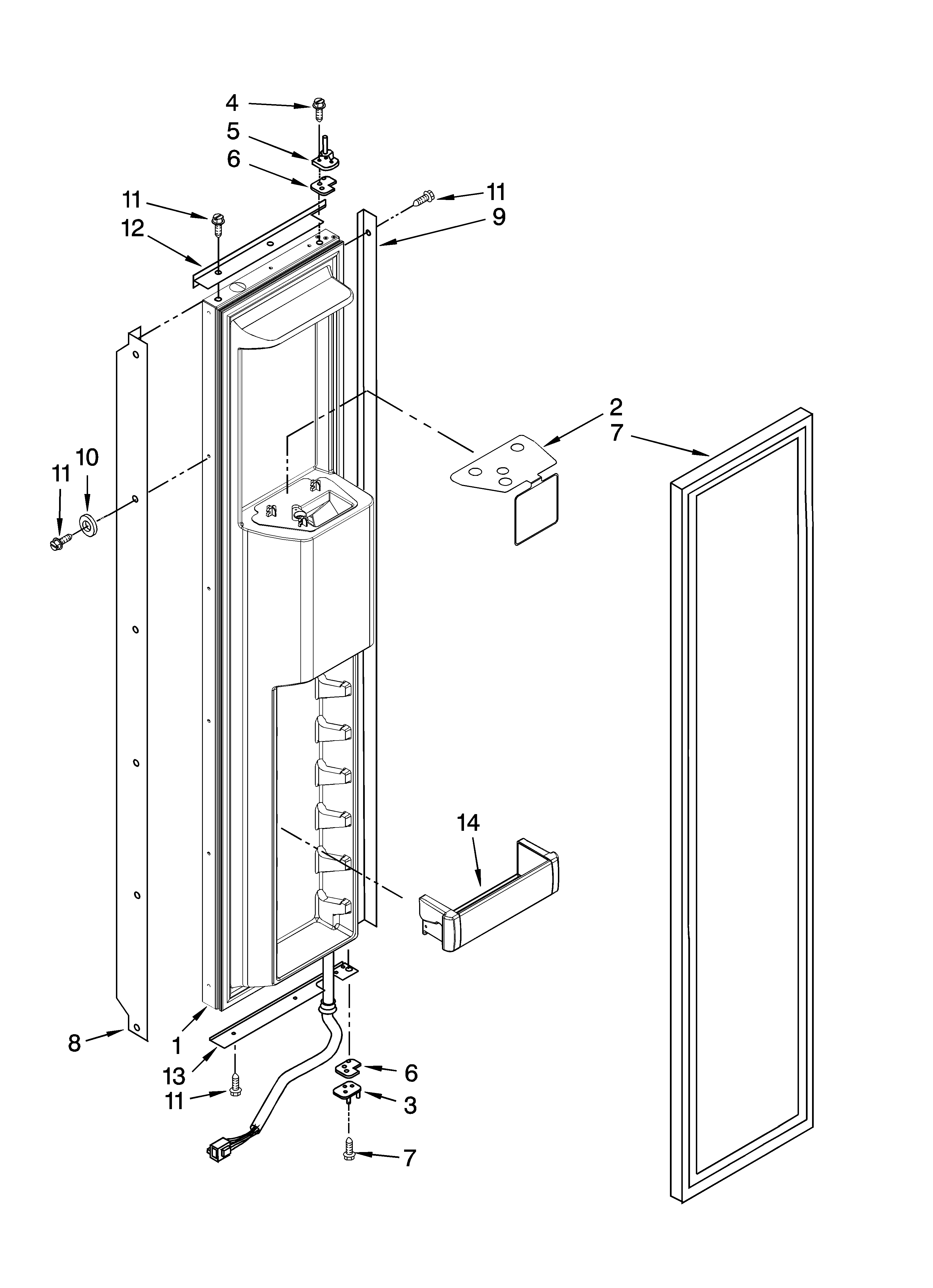 KitchenAid KSSS42QTW00 freezer door parts diagram