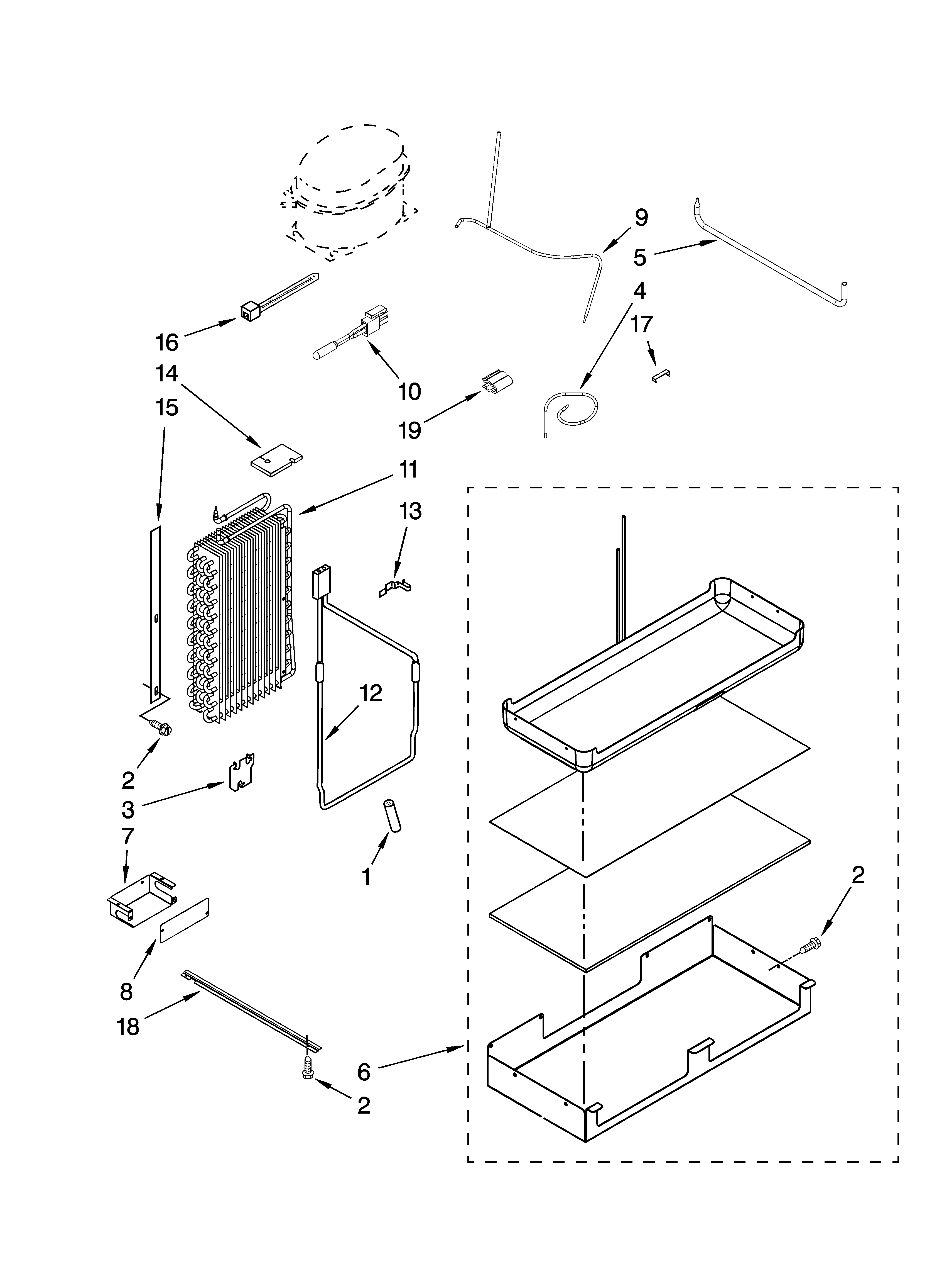KitchenAid KSSS42QTW00 lower unit and tube parts diagram