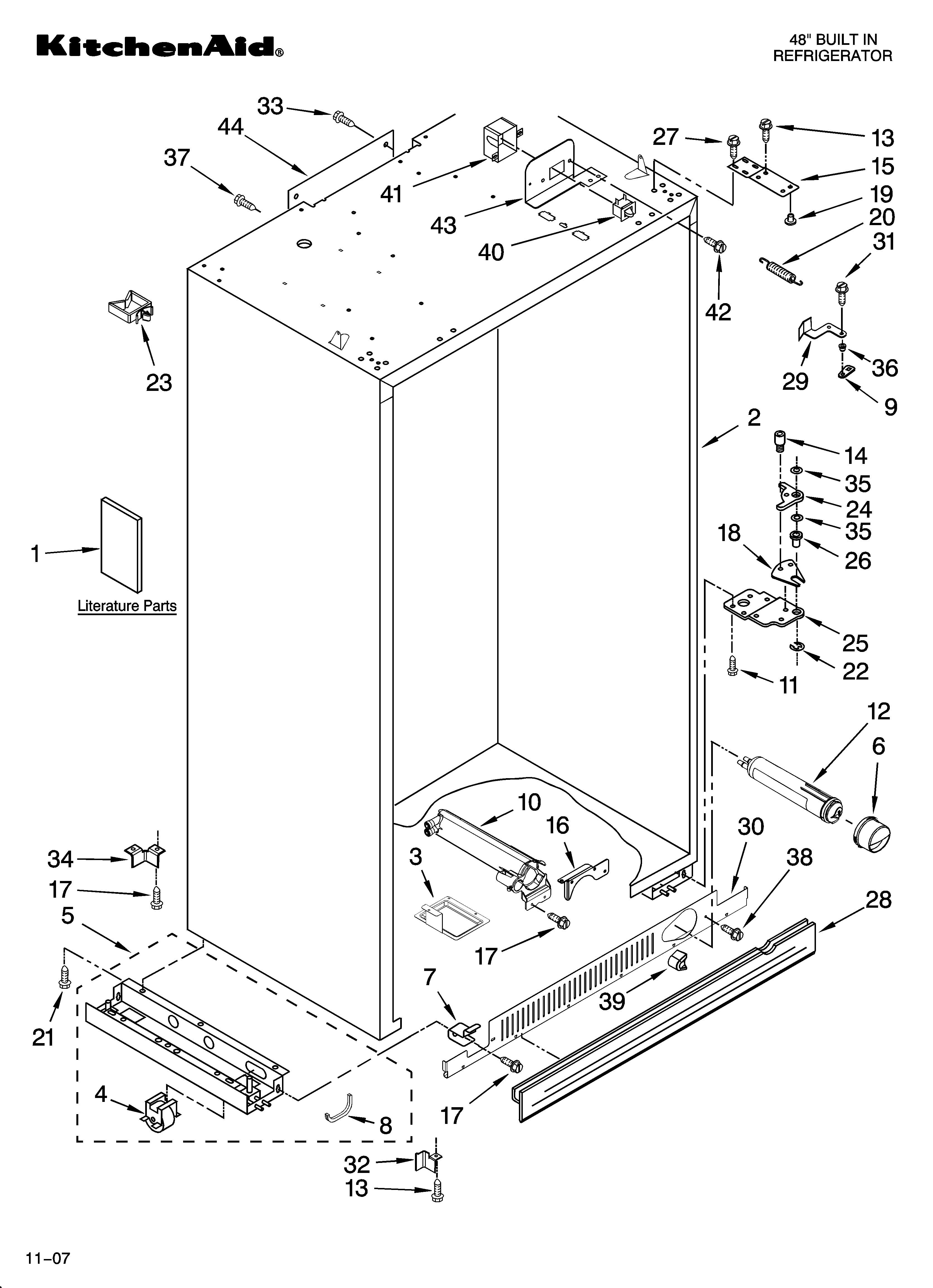 KitchenAid KSSS48FTX00 cabinet parts diagram