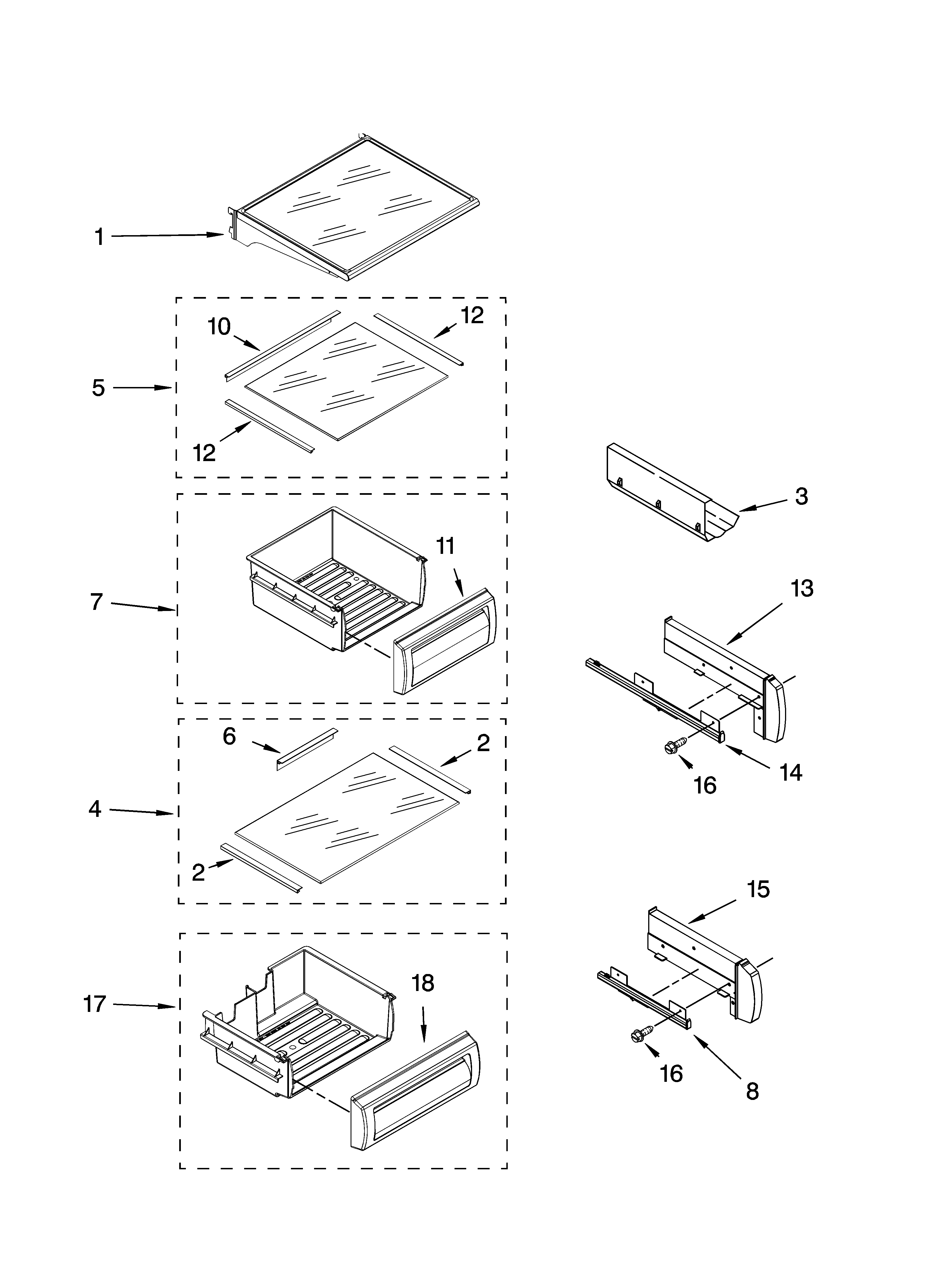 KitchenAid KSSS48FTX00 refrigerator shelf parts diagram