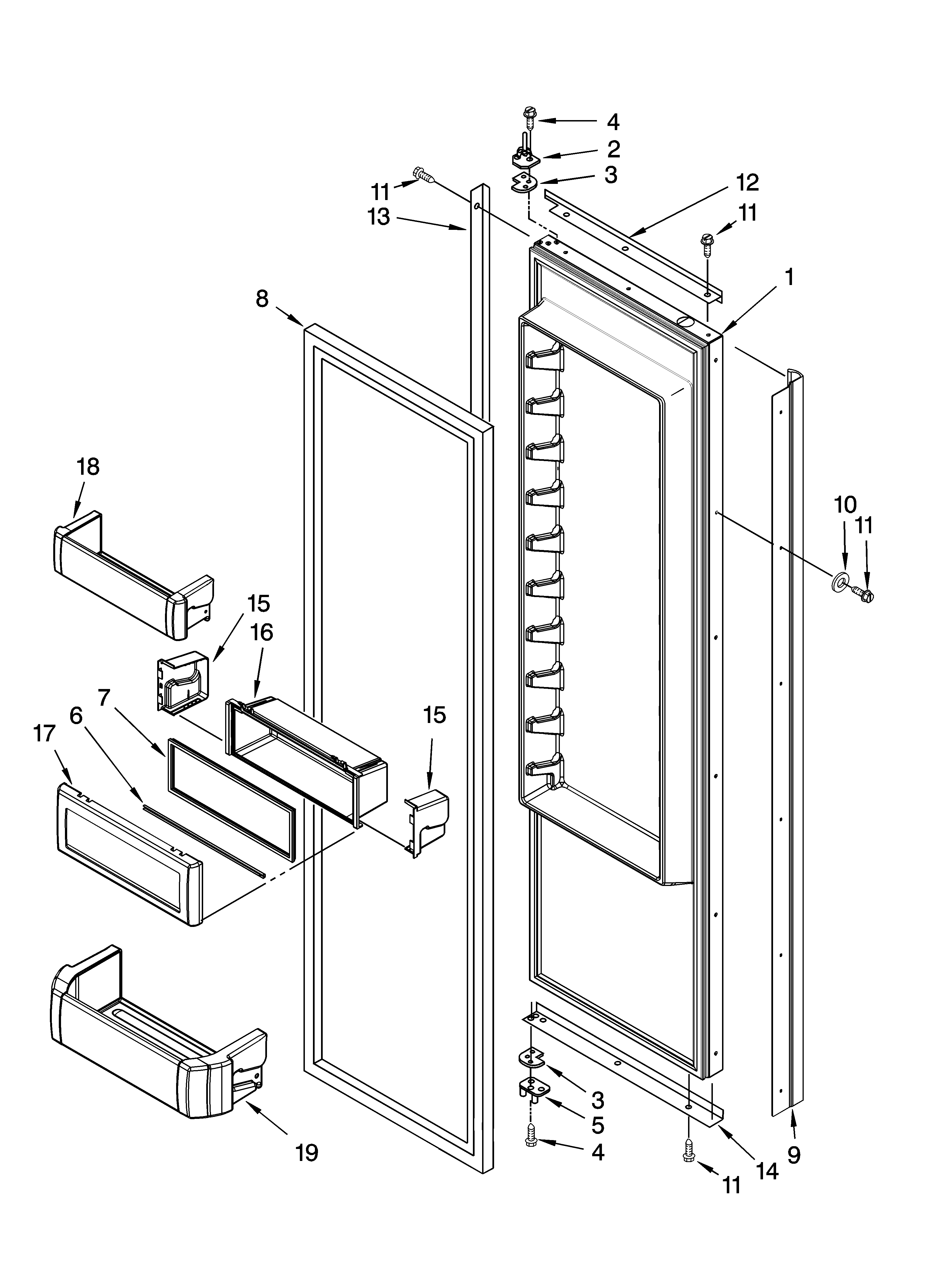 KitchenAid KSSS48FTX00 refrigerator door parts diagram