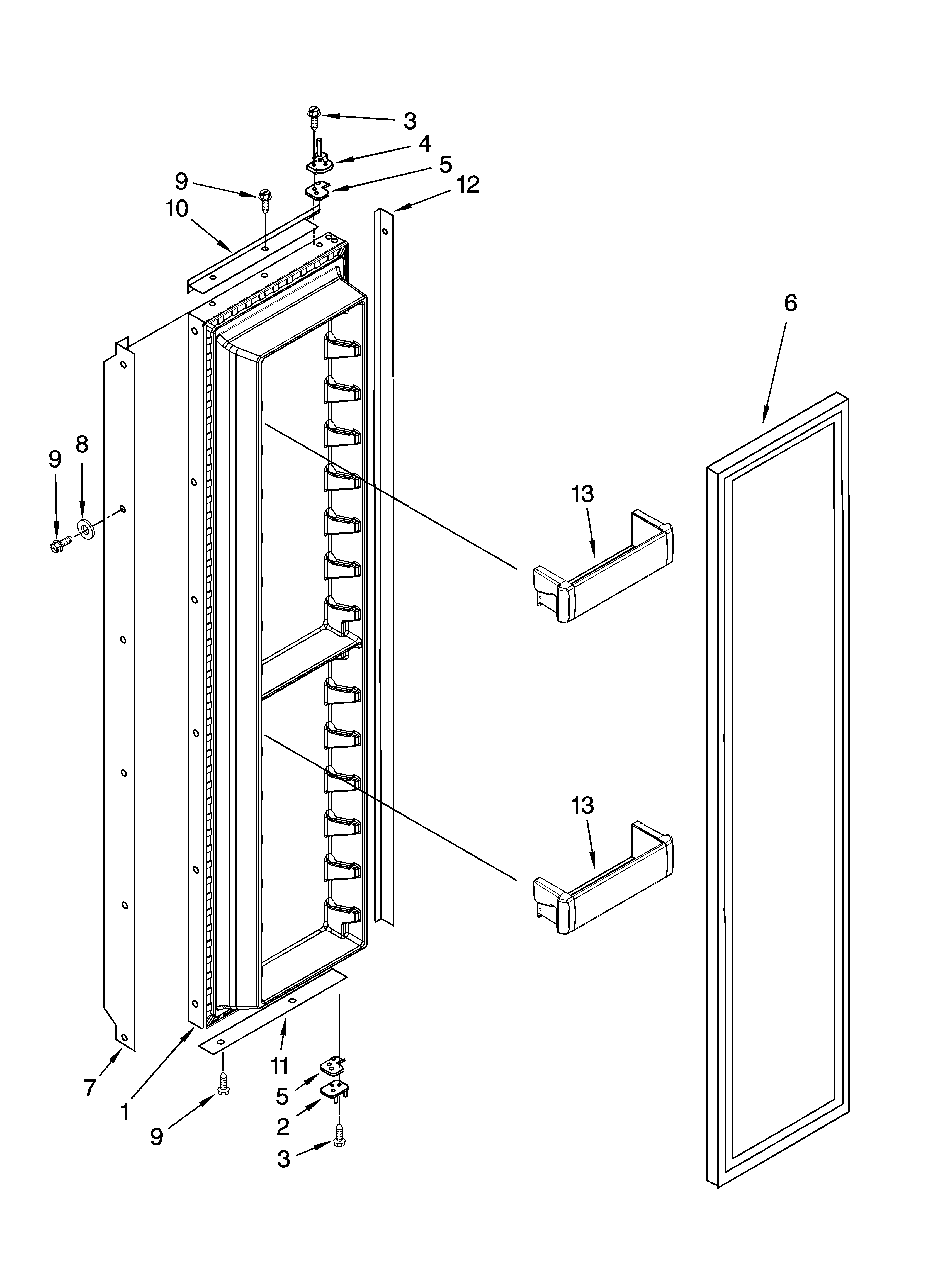 KitchenAid KSSS48FTX00 freezer door parts diagram