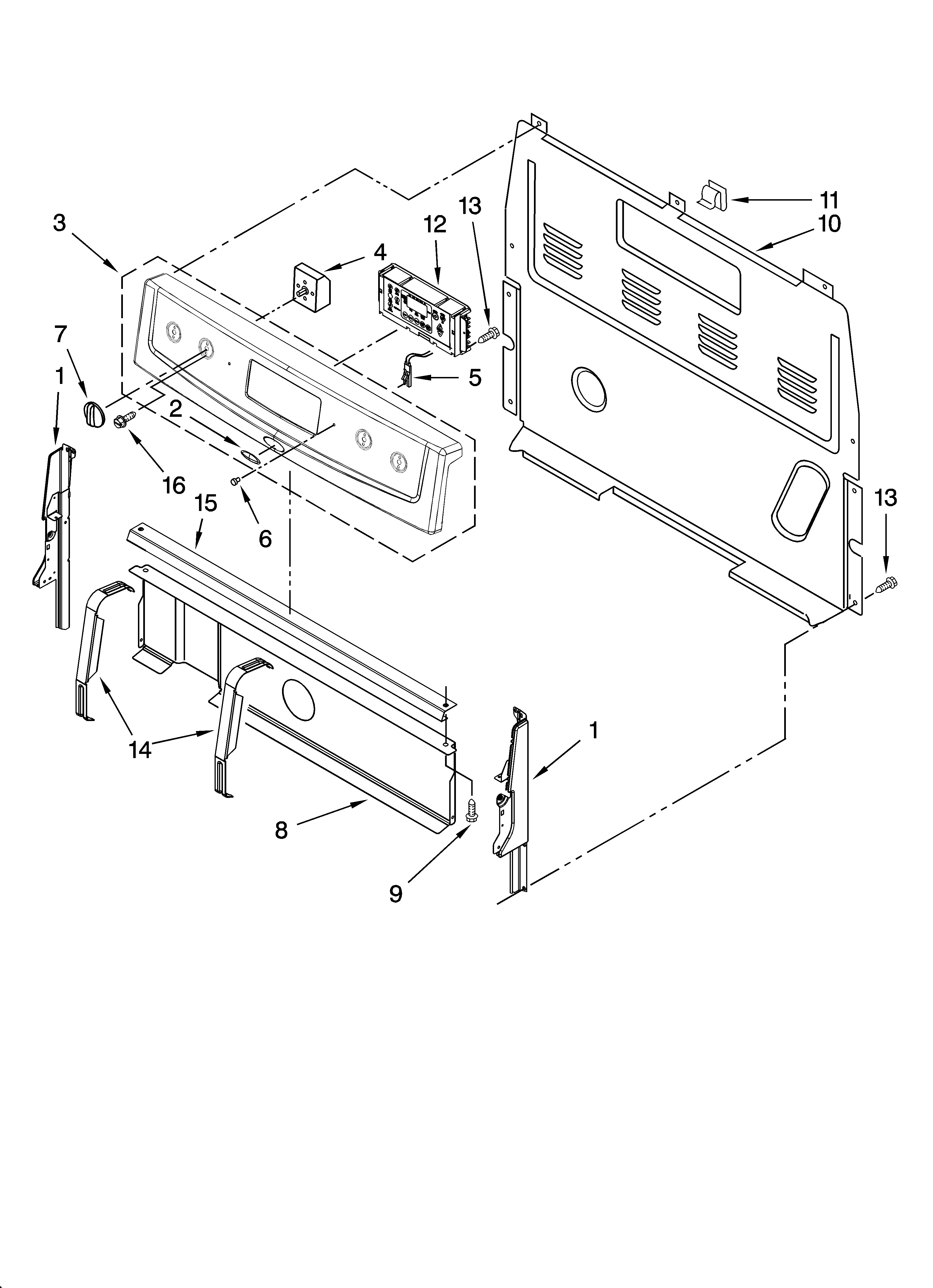 Whirlpool RF262LXSQ4 control panel parts diagram