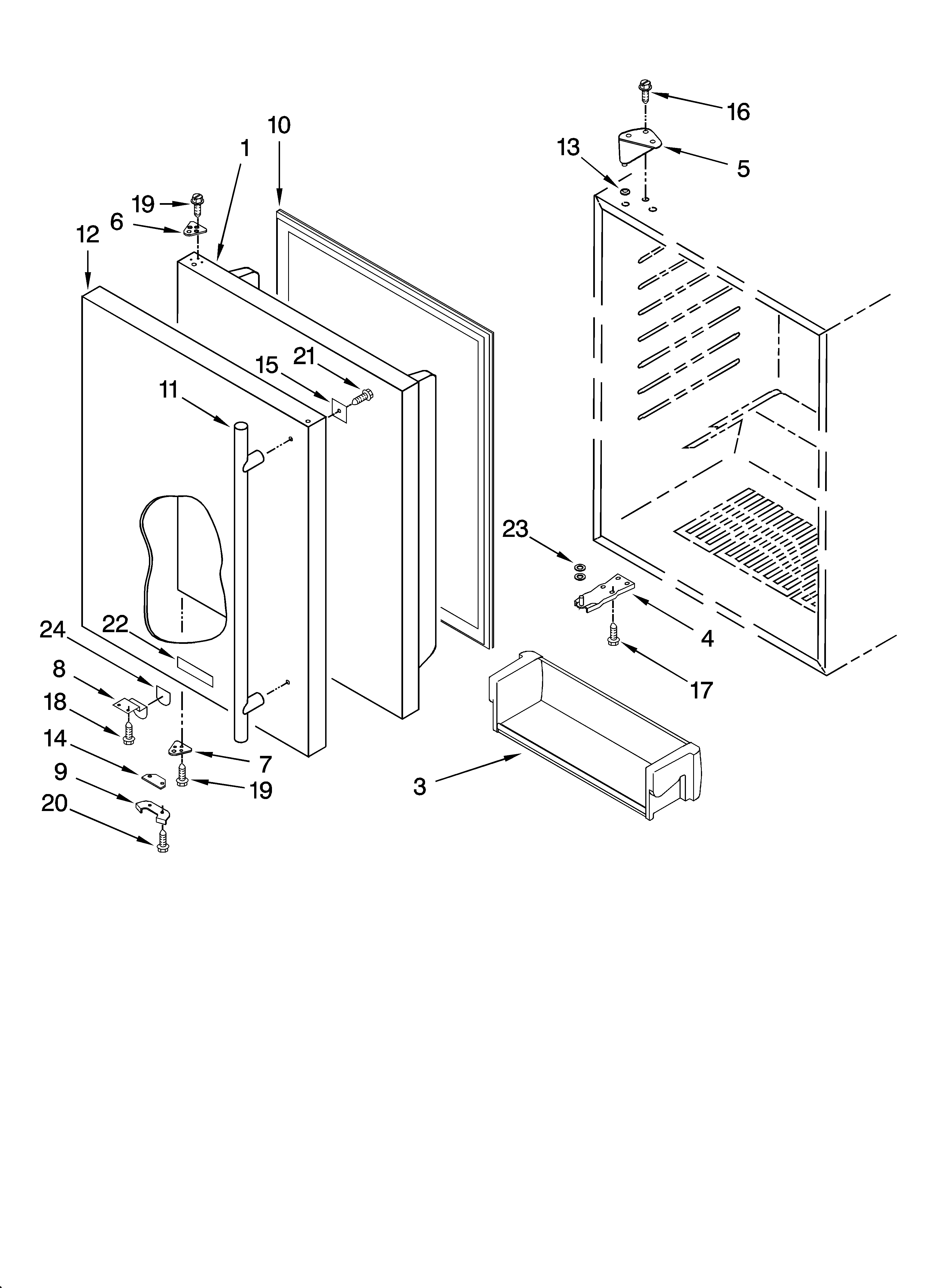 Jenn-Air JUR248LBEB00 door parts diagram