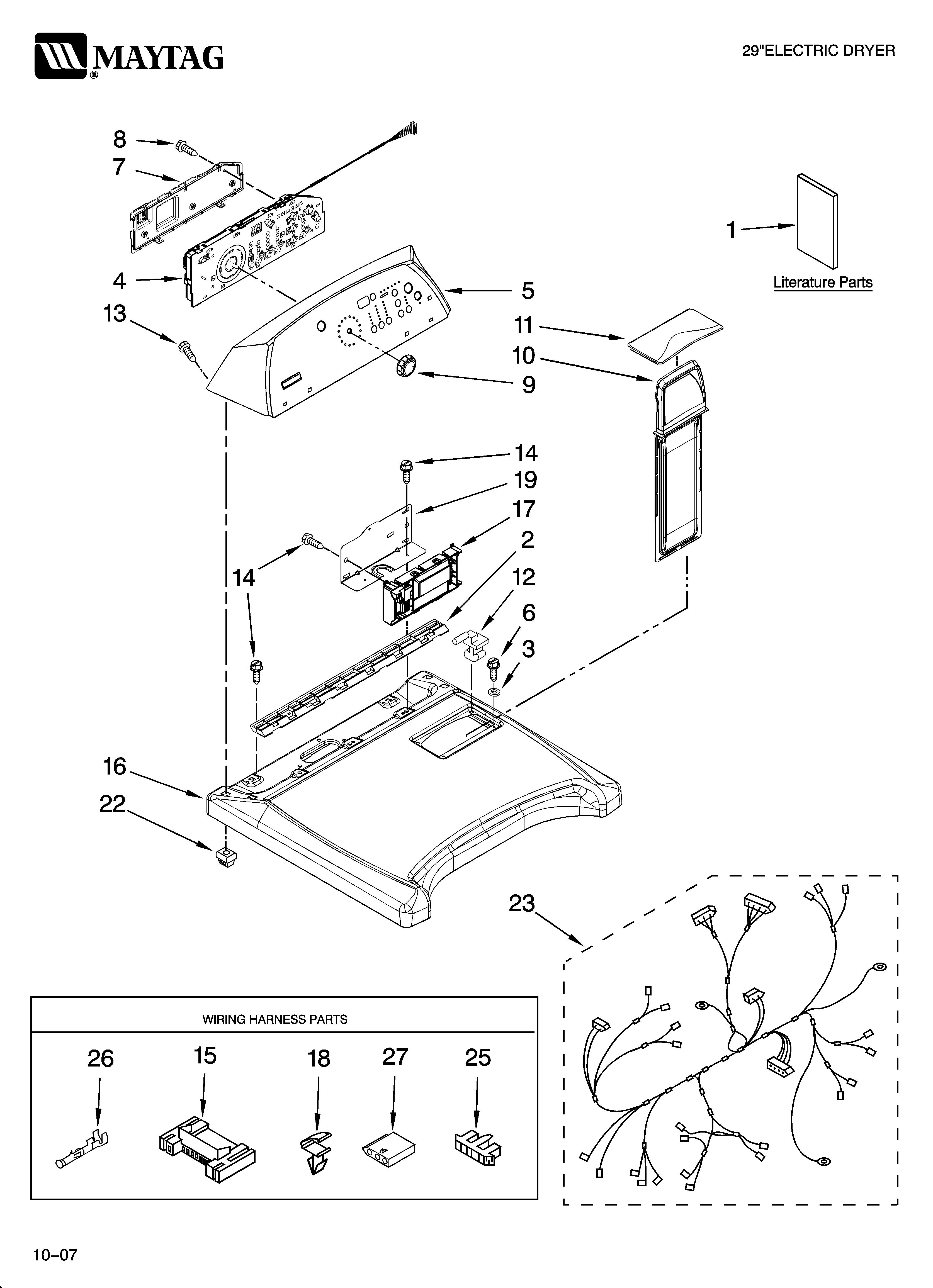 Maytag MED6600TQ0 top and console parts diagram