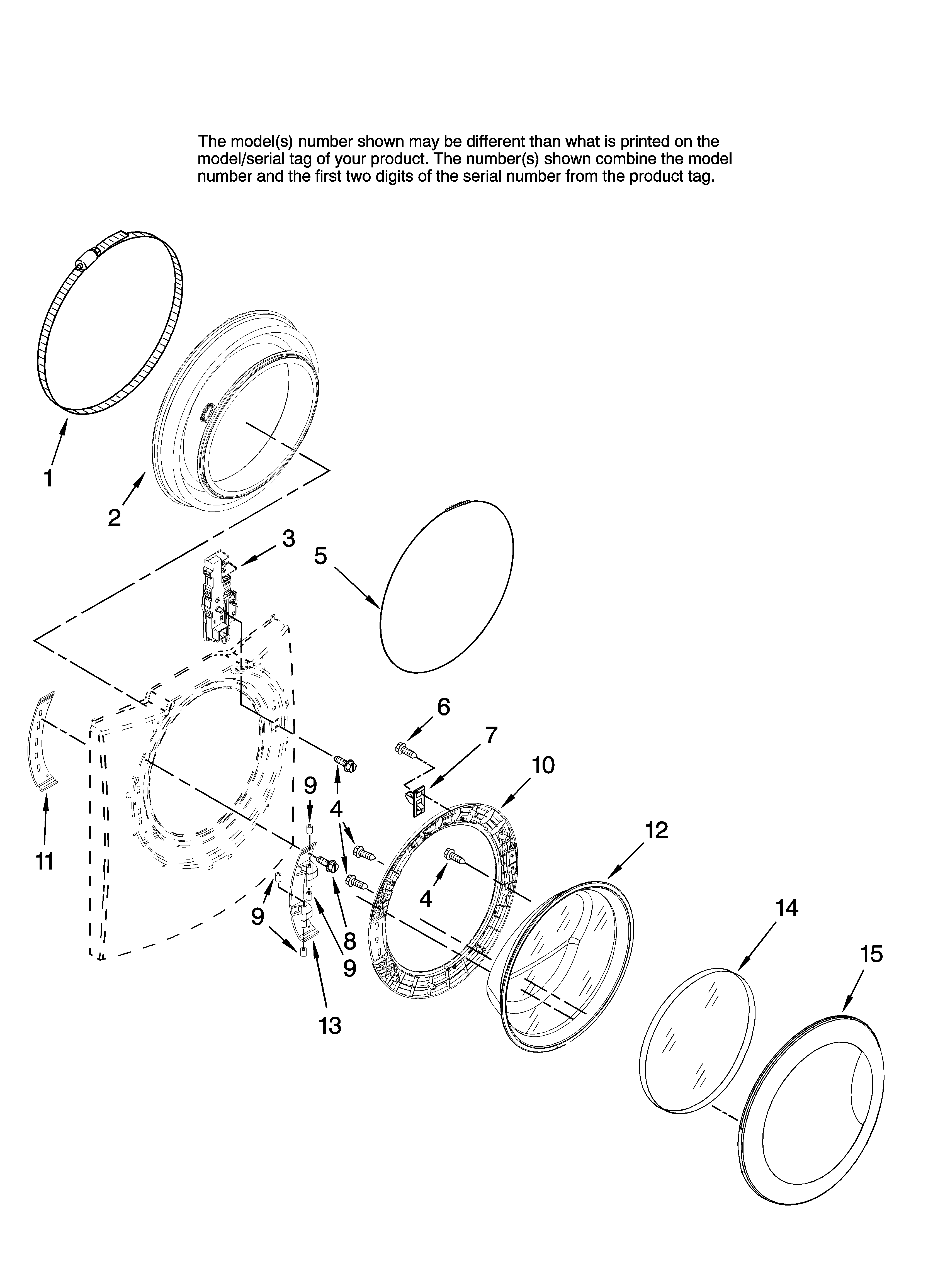 Amana NFW7200TW10 door and latch parts, optional parts (not included) diagram