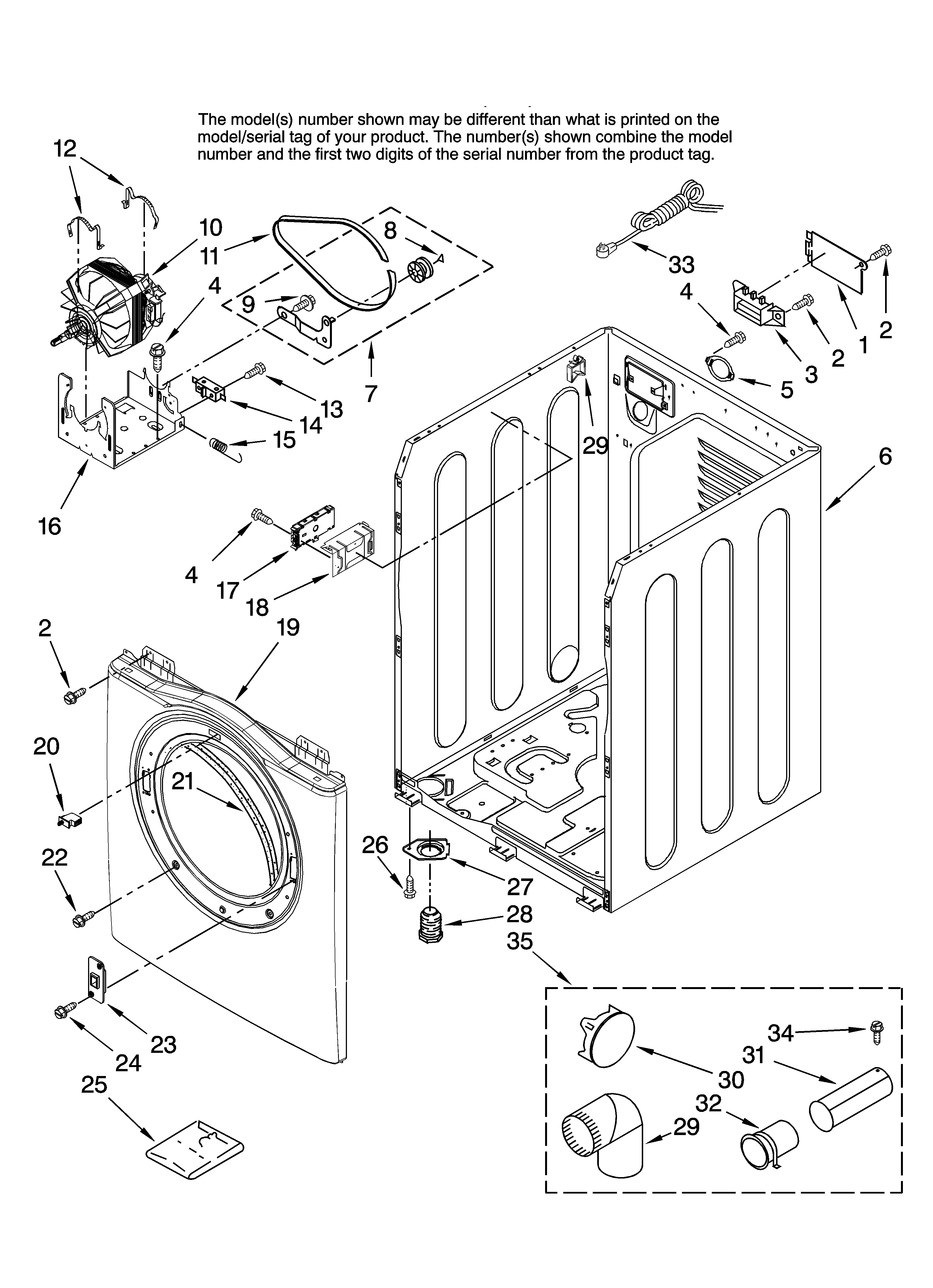 Amana NGD7200TW10 cabinet parts diagram