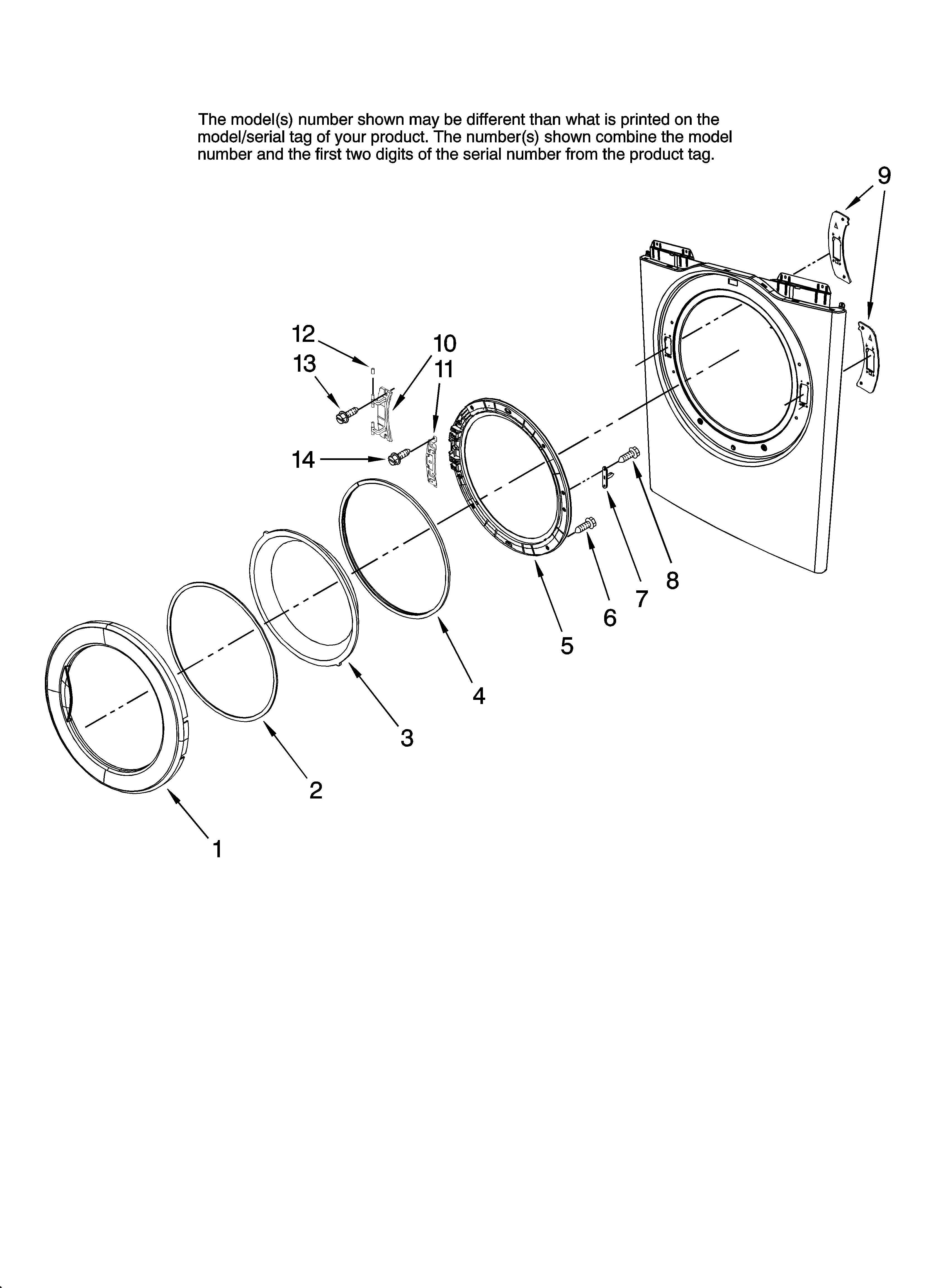 Amana NGD7200TW10 door parts, optional parts (not included) diagram