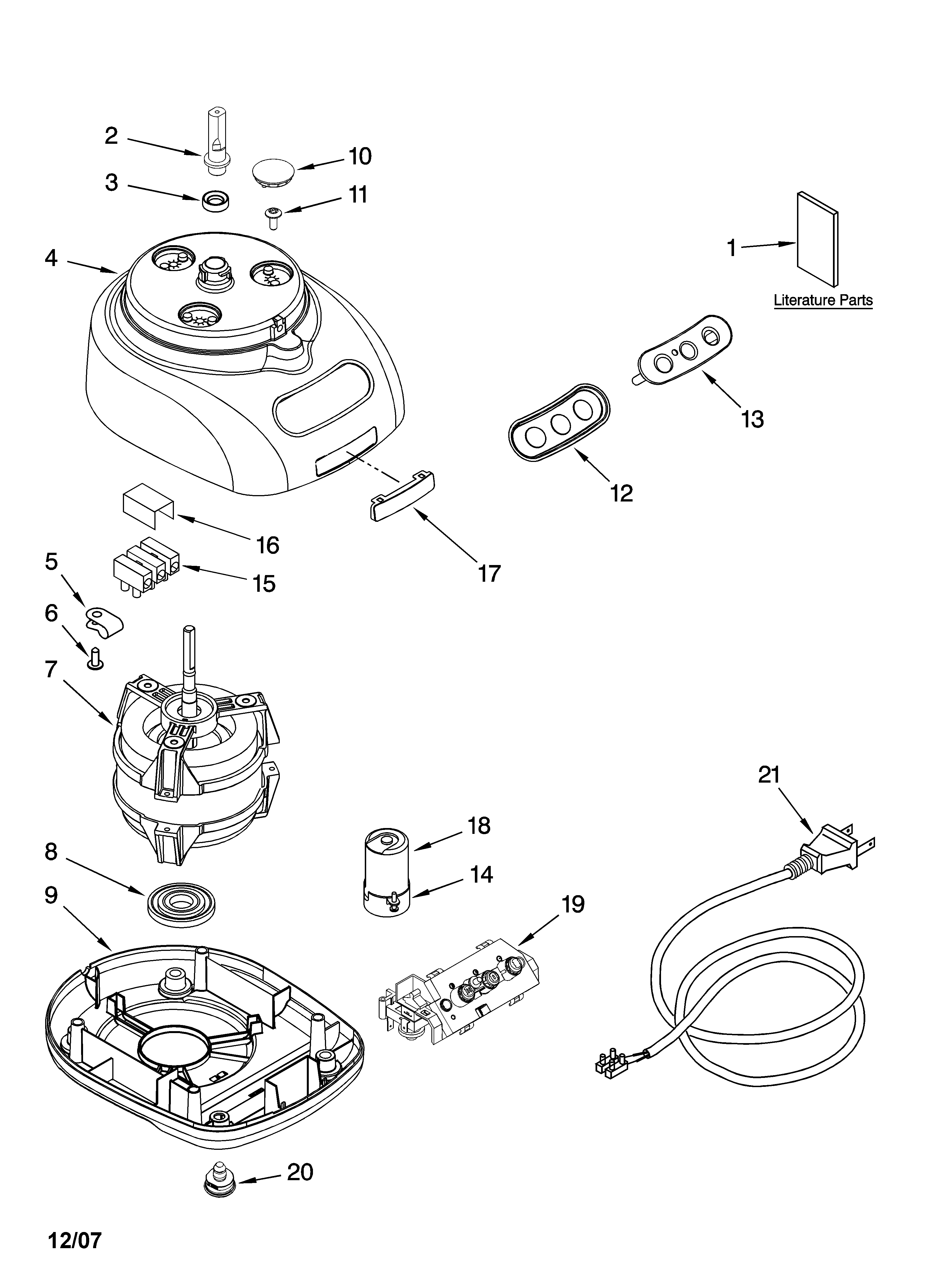 KitchenAid KFPW760COB0 motor and housing parts diagram