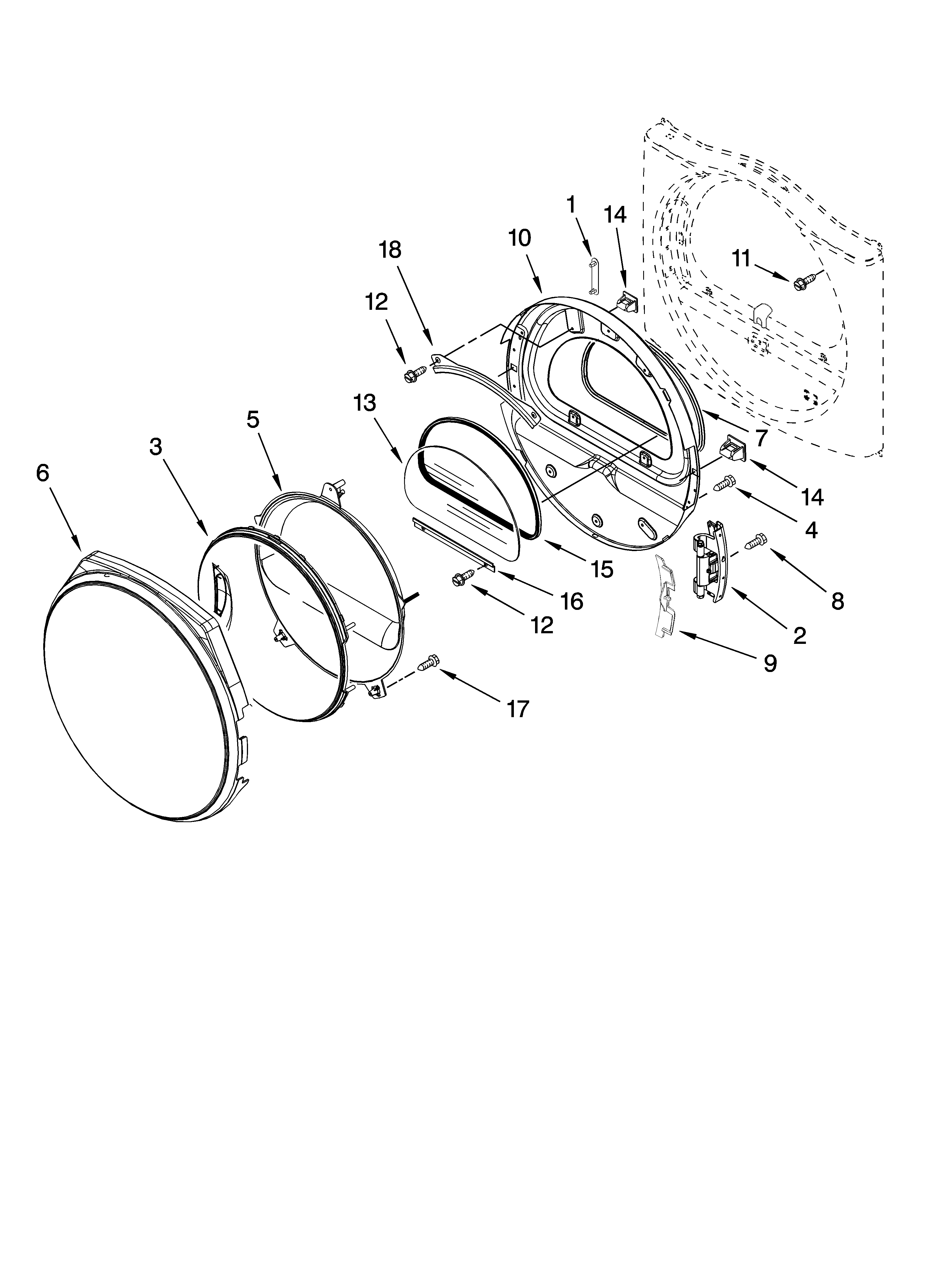 Whirlpool WED8300SW2 door parts, optional parts (not included) diagram
