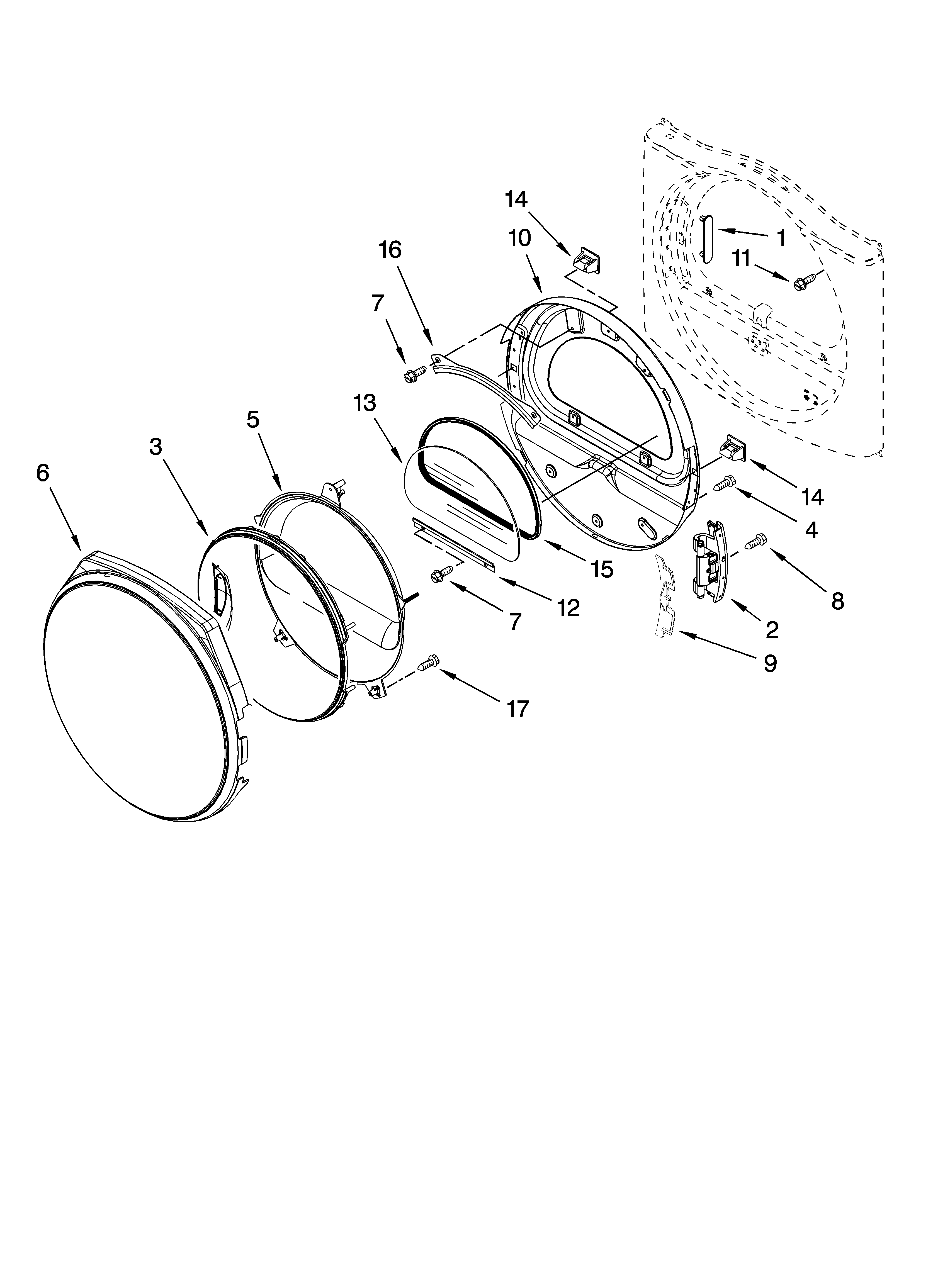 Whirlpool WED8410SW2 door parts, optional parts (not included) diagram