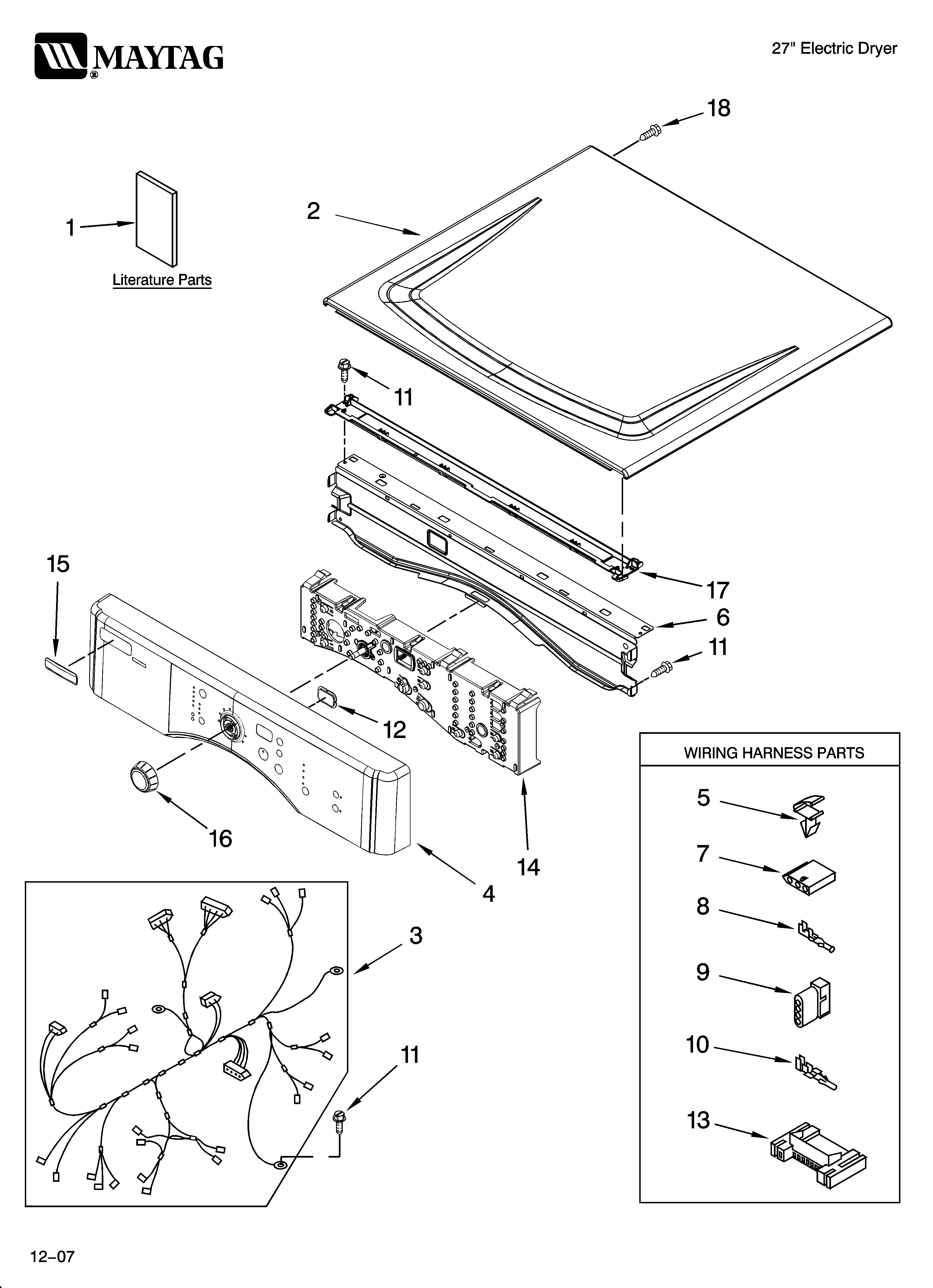 Maytag YMEDZ600TK2 top and console parts diagram