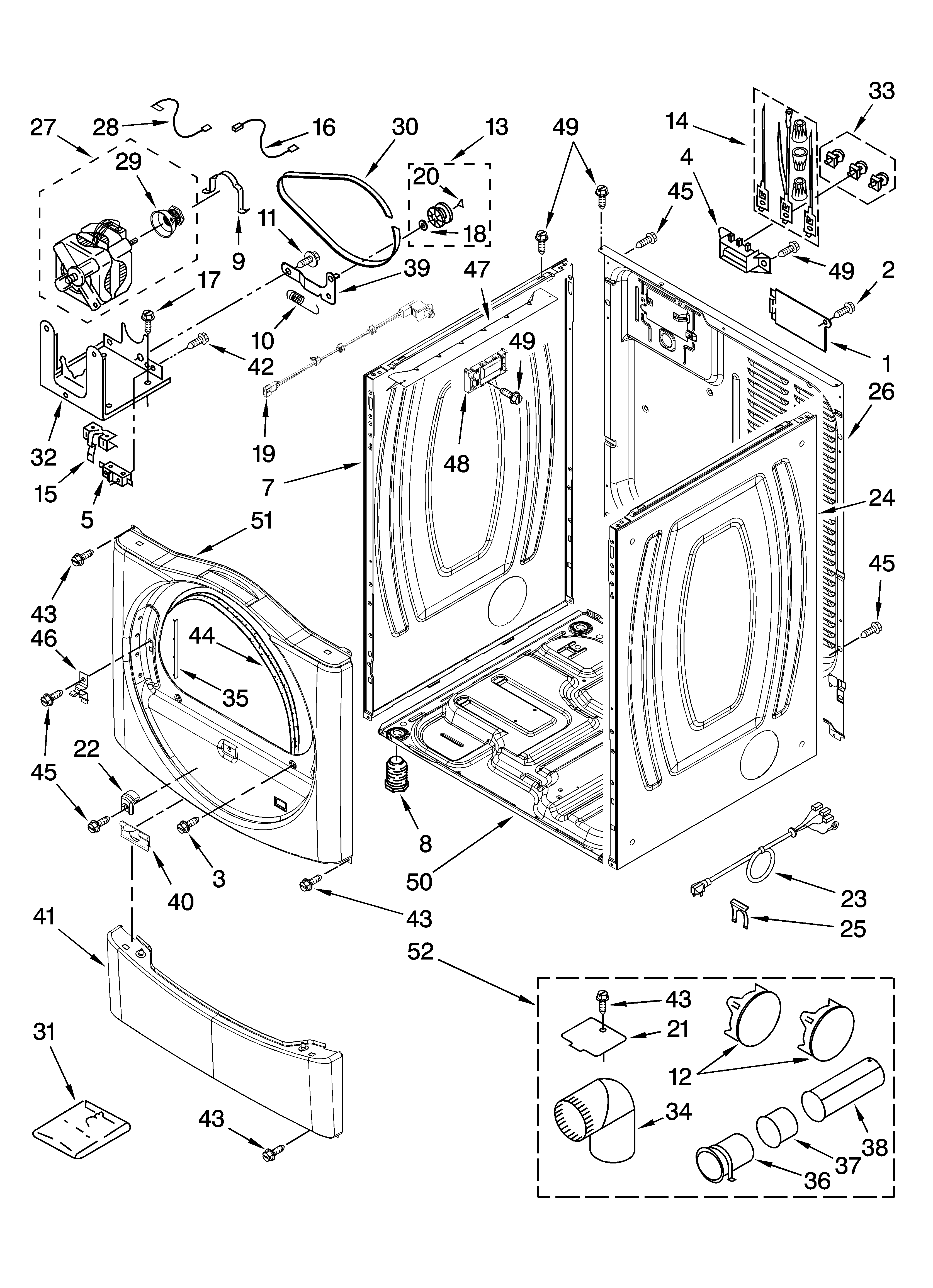 Maytag YMEDZ600TK2 cabinet parts diagram