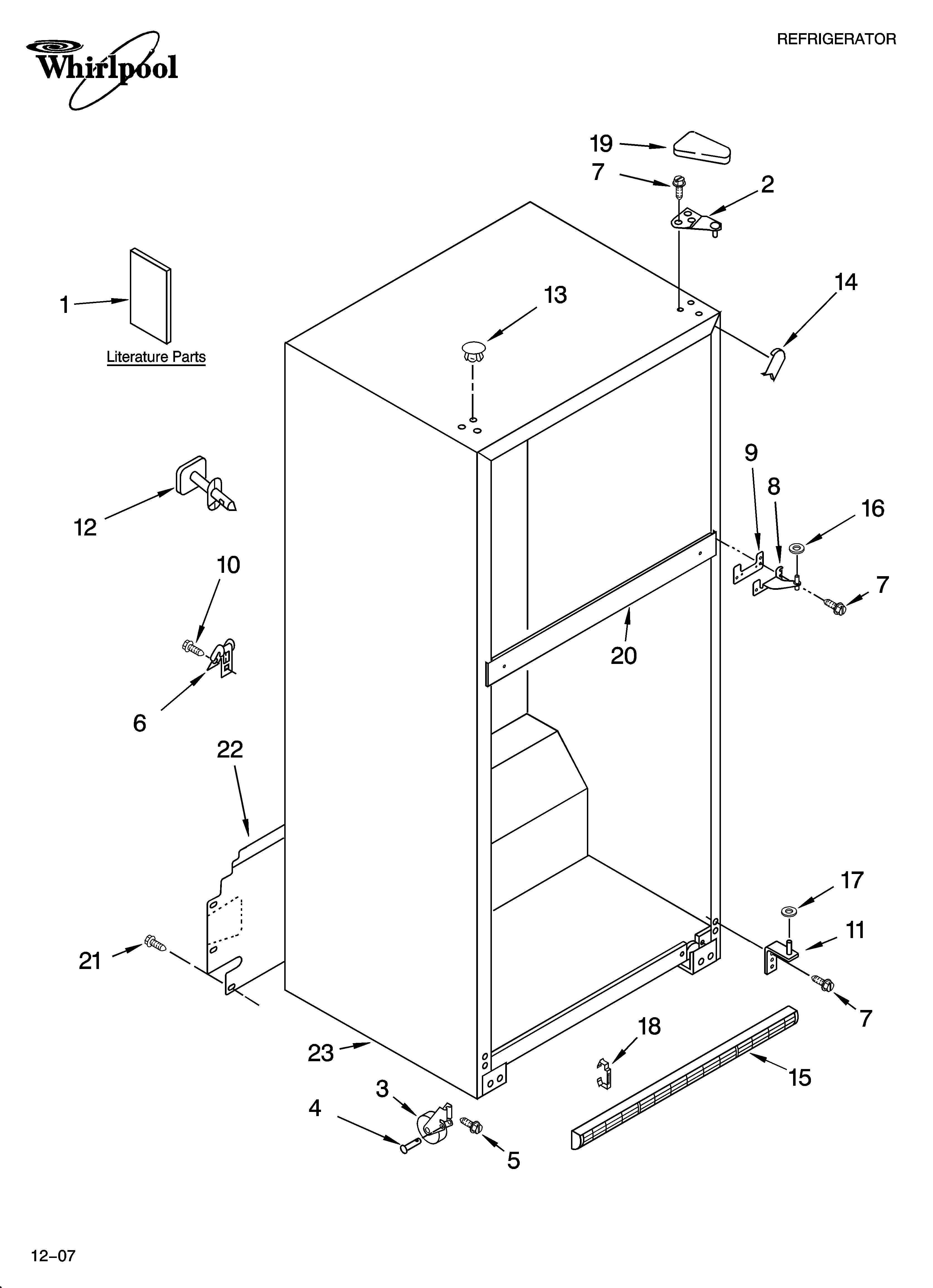 Whirlpool ET1LFKXKS08 cabinet parts diagram