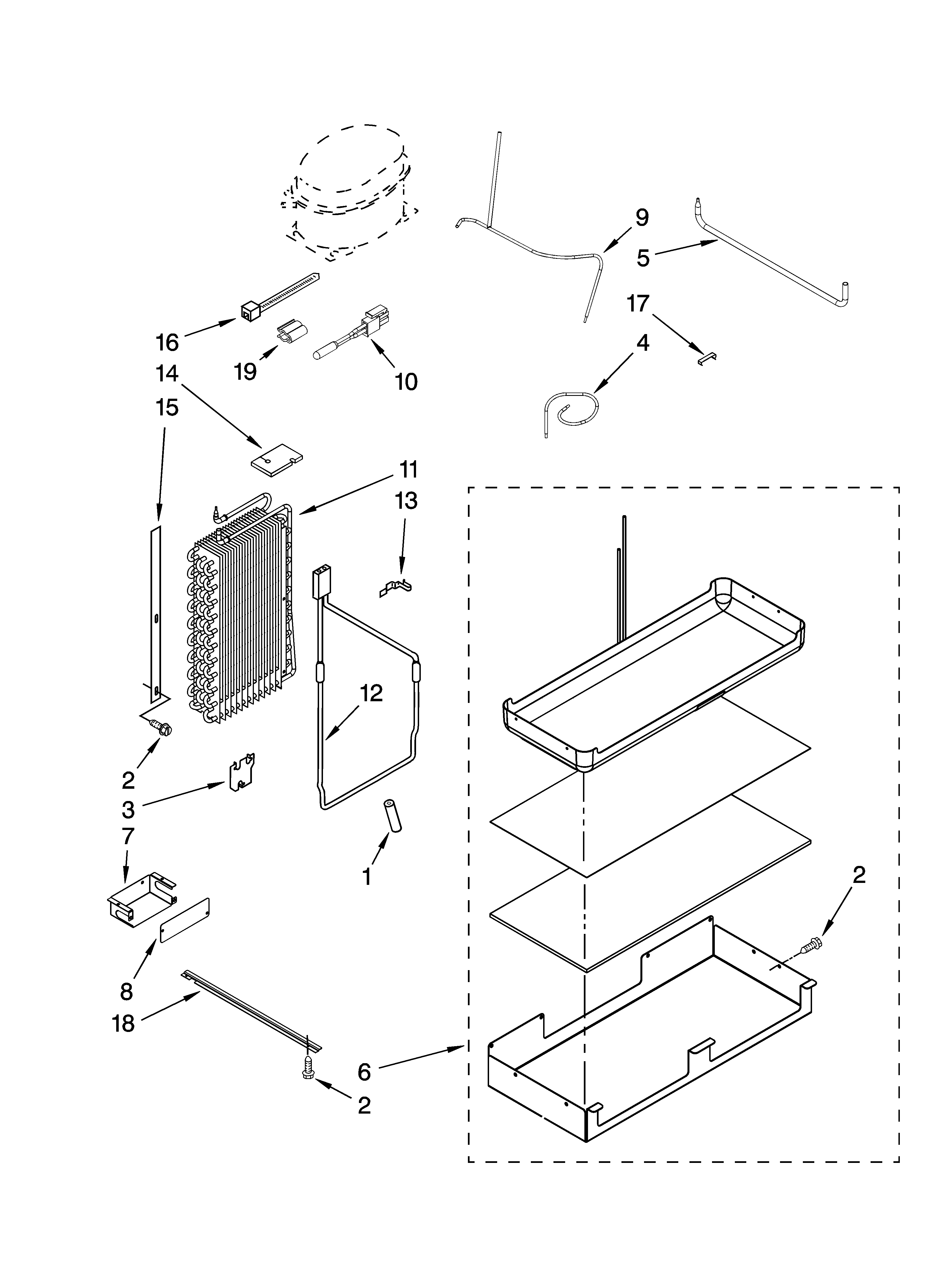 KitchenAid KSSC48QTS00 lower unit and tube parts diagram