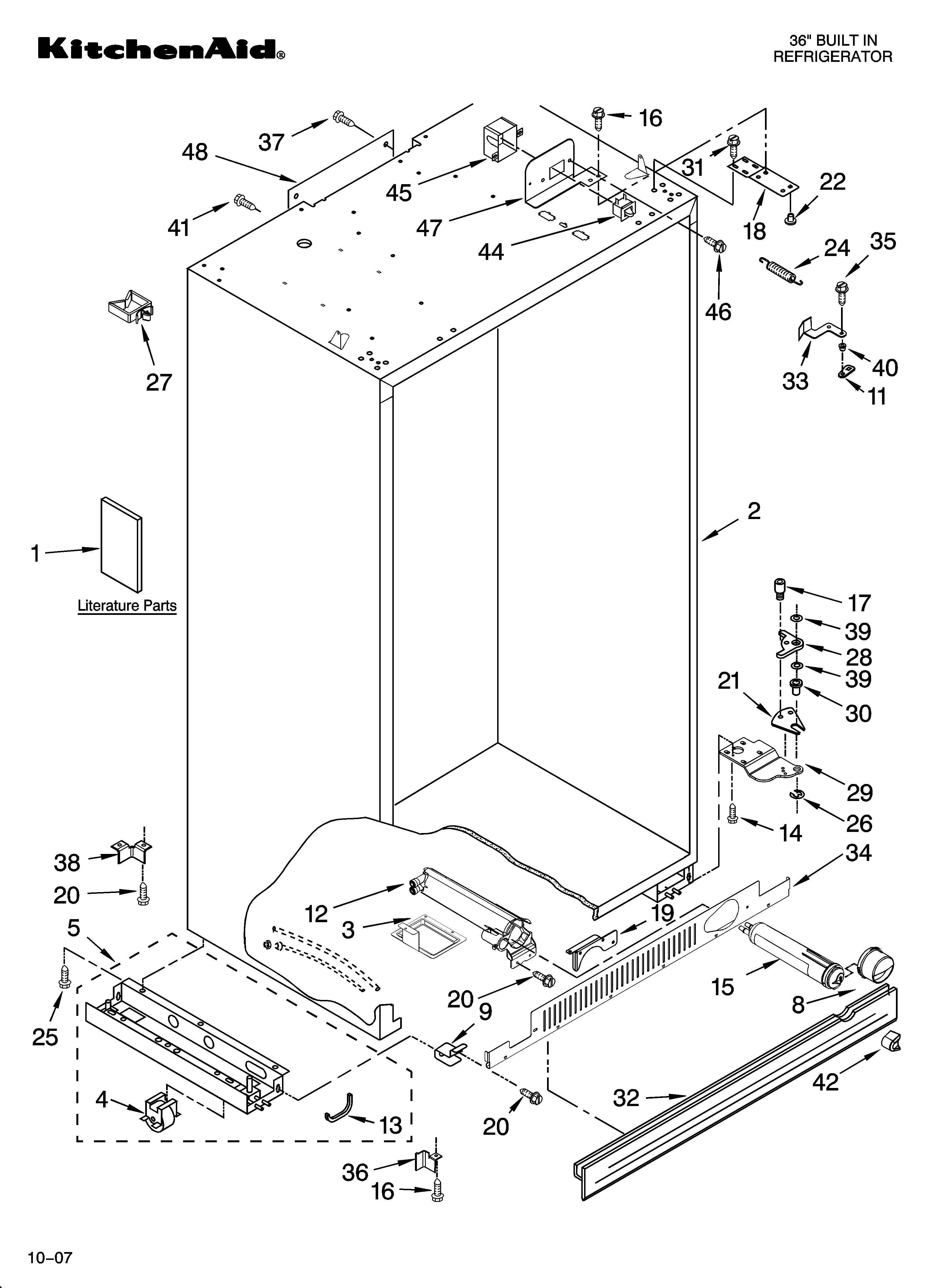 KitchenAid KSSO36FTX00 cabinet parts diagram