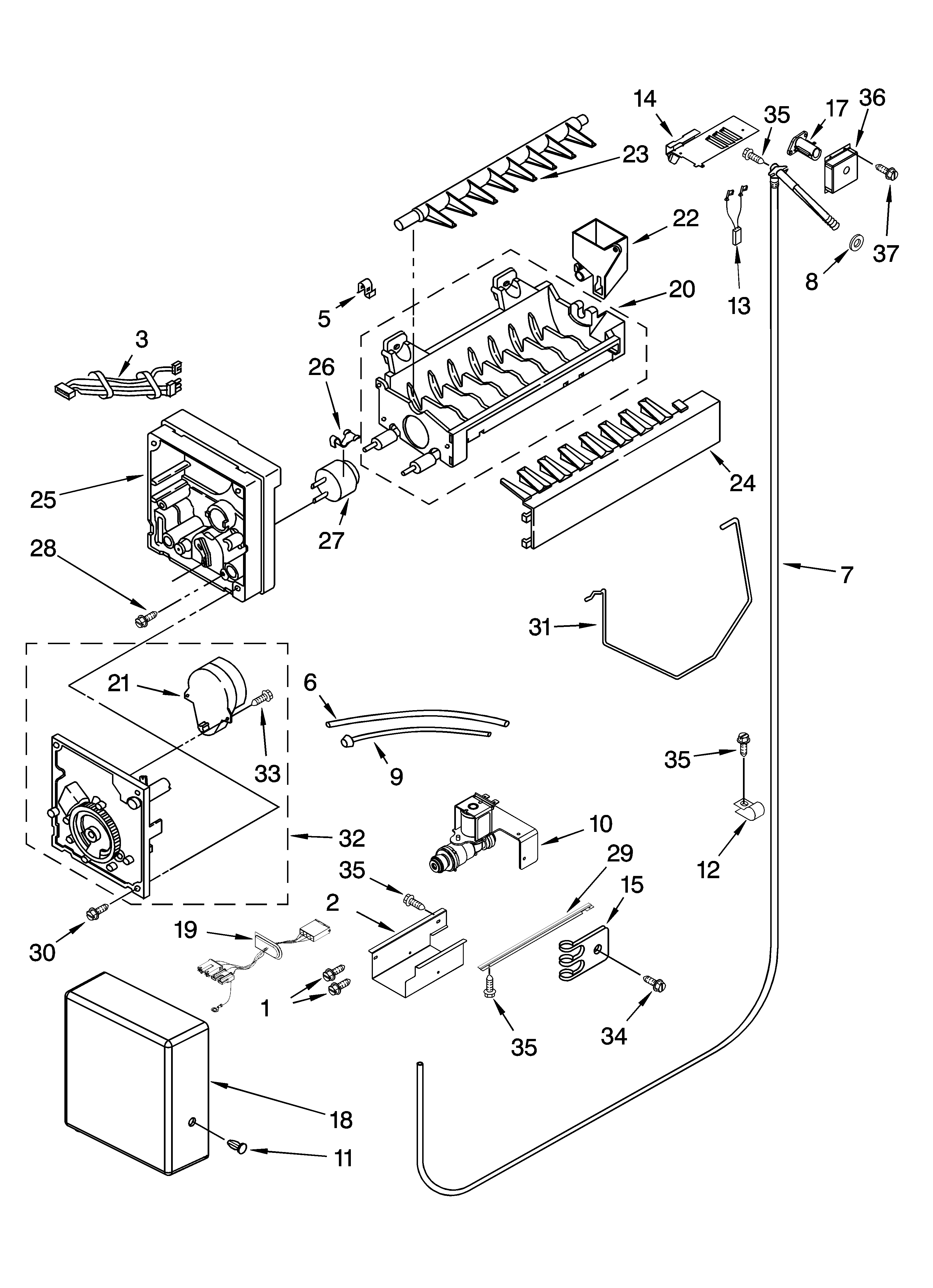 KitchenAid KSSO36FTX00 icemaker parts diagram