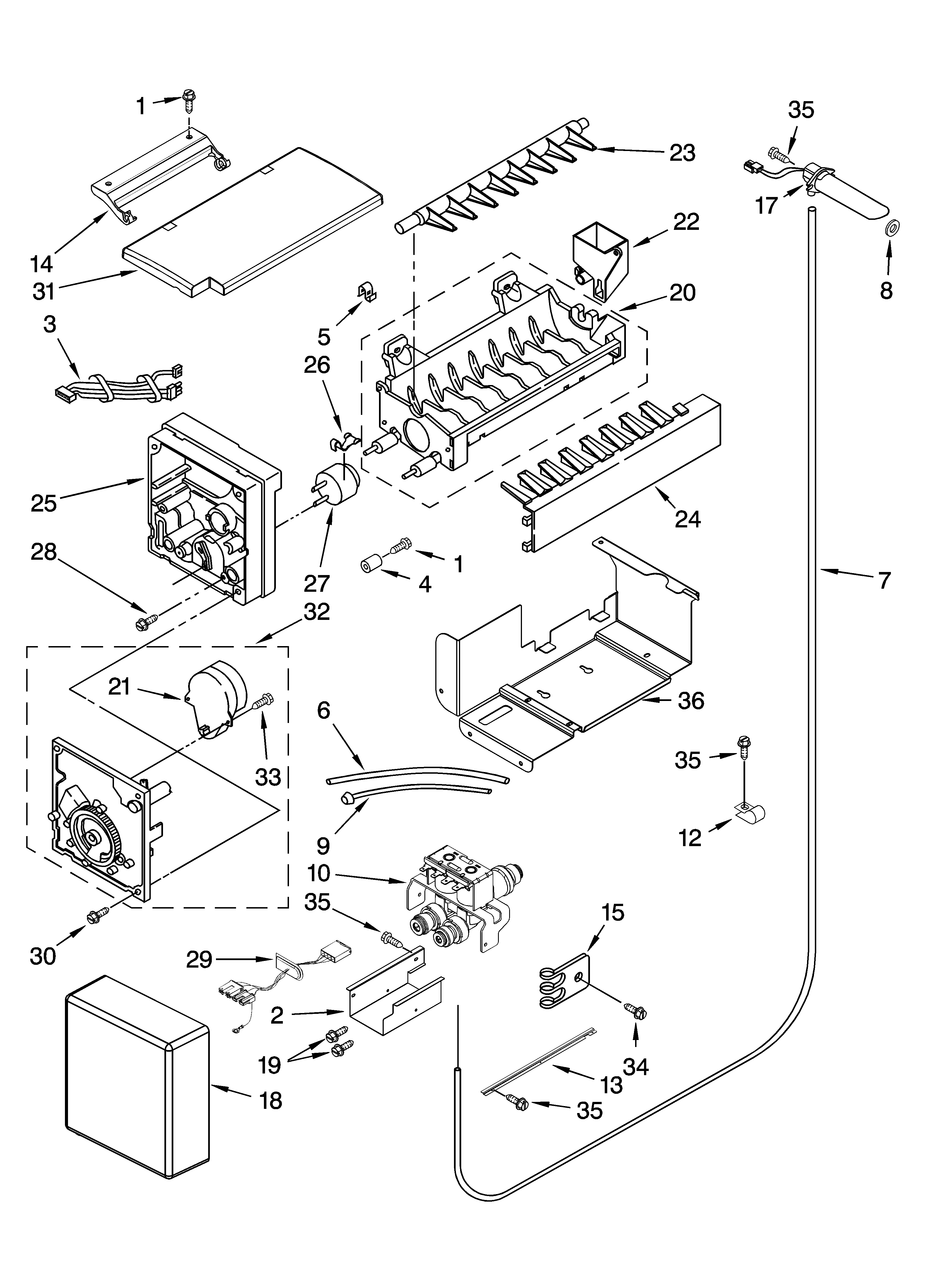 KitchenAid KSSO36QTX02 icemaker parts diagram